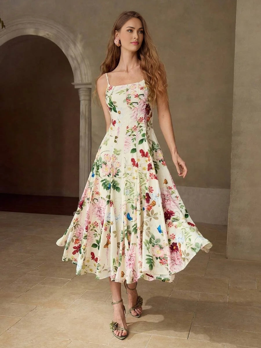 PREMIUM FLORAL PRINT CAMI DRESSSUMMER DRESSES FOR WOMEN