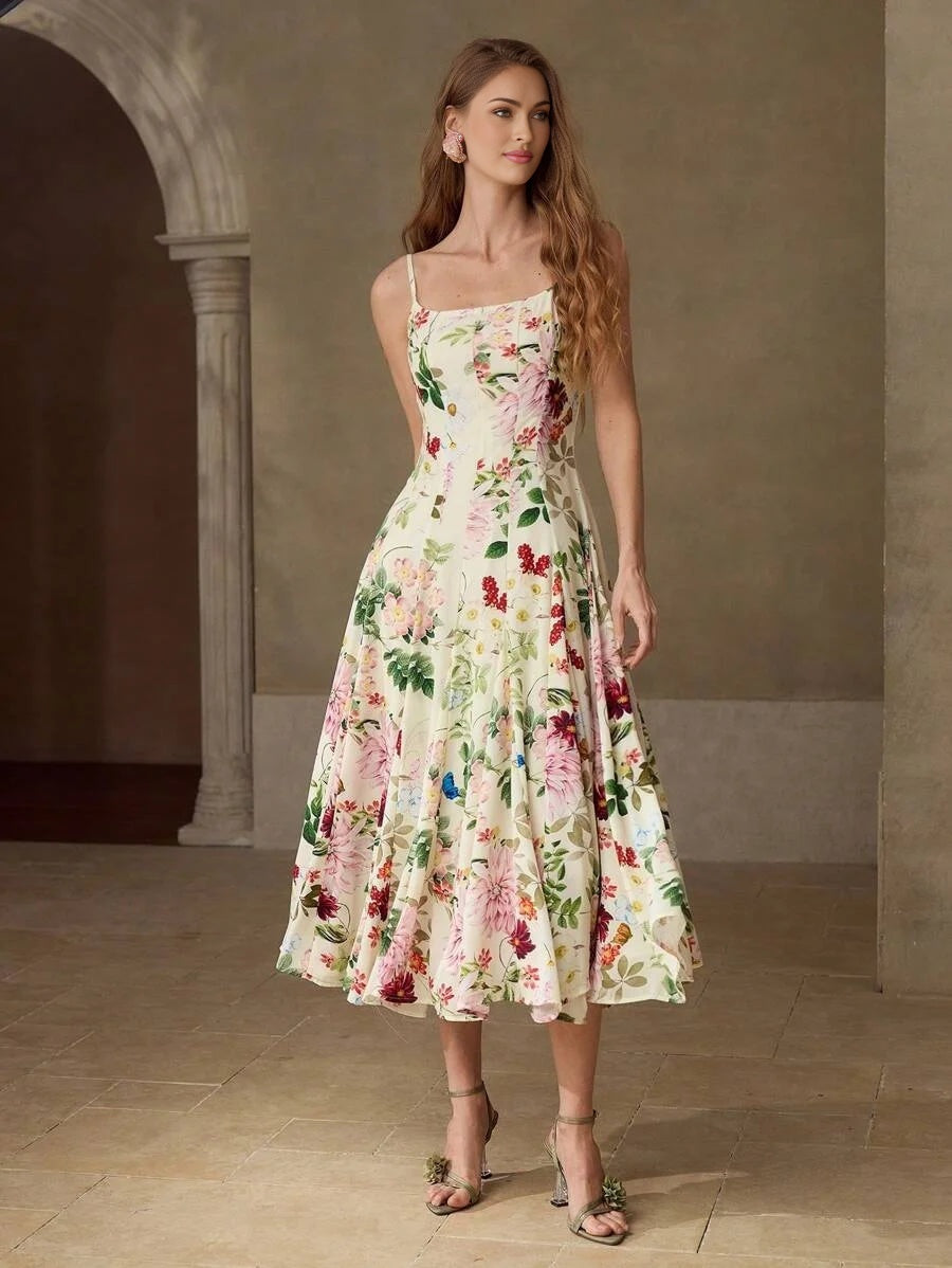 PREMIUM FLORAL PRINT CAMI DRESSSUMMER DRESSES FOR WOMEN