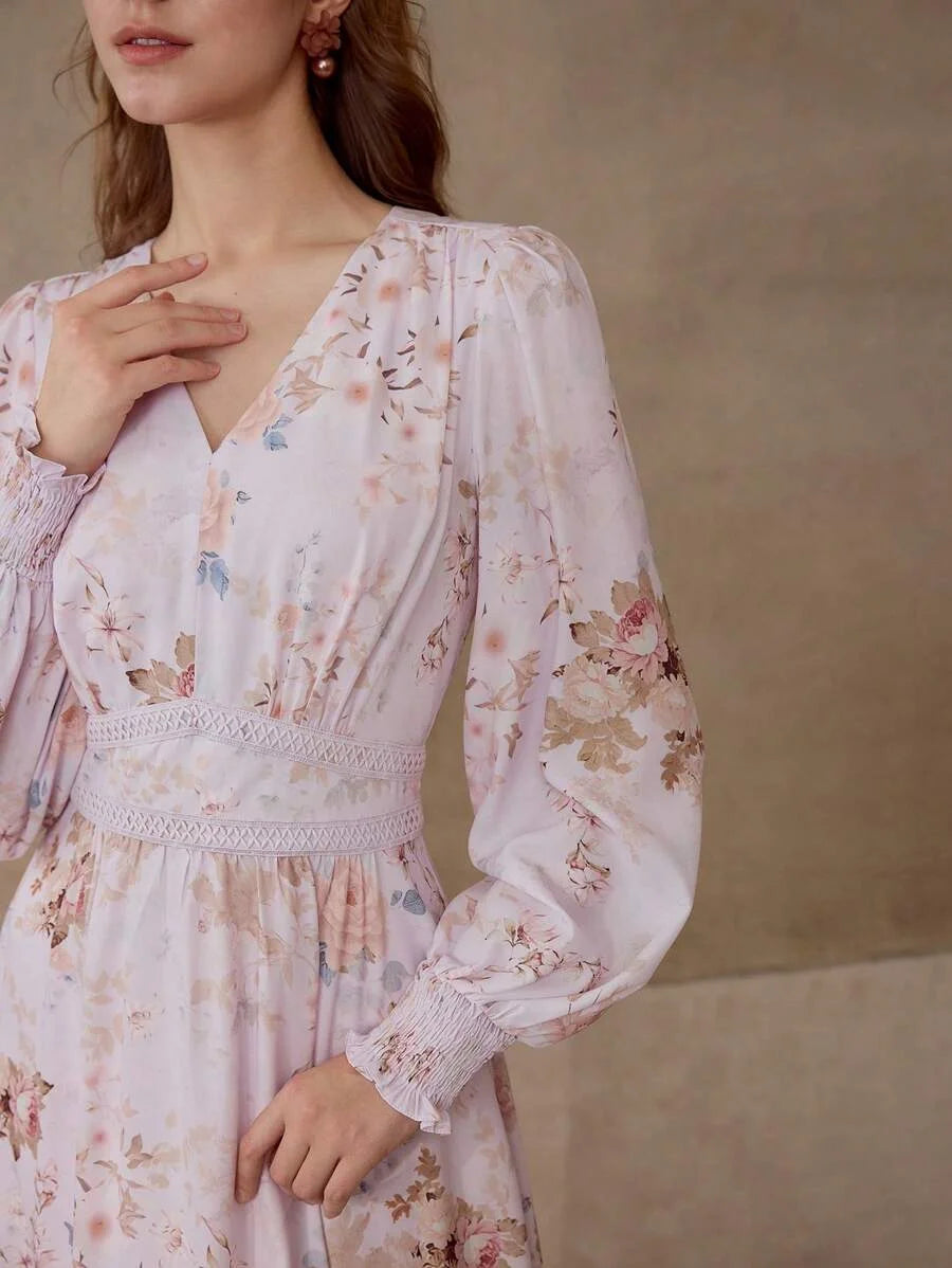 PREMIUM FLORAL PRINT FLOWY DRESS