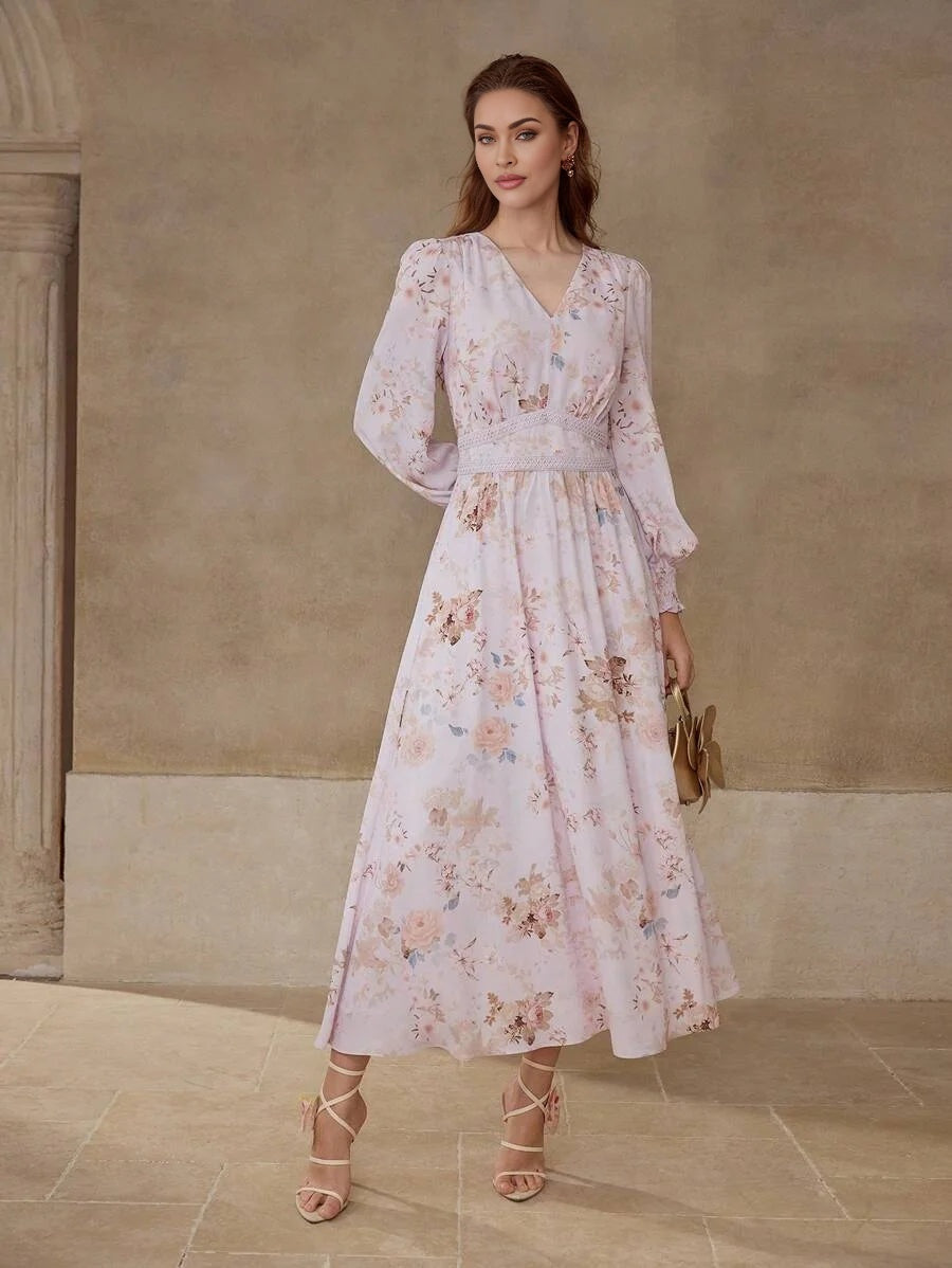 PREMIUM FLORAL PRINT FLOWY DRESS