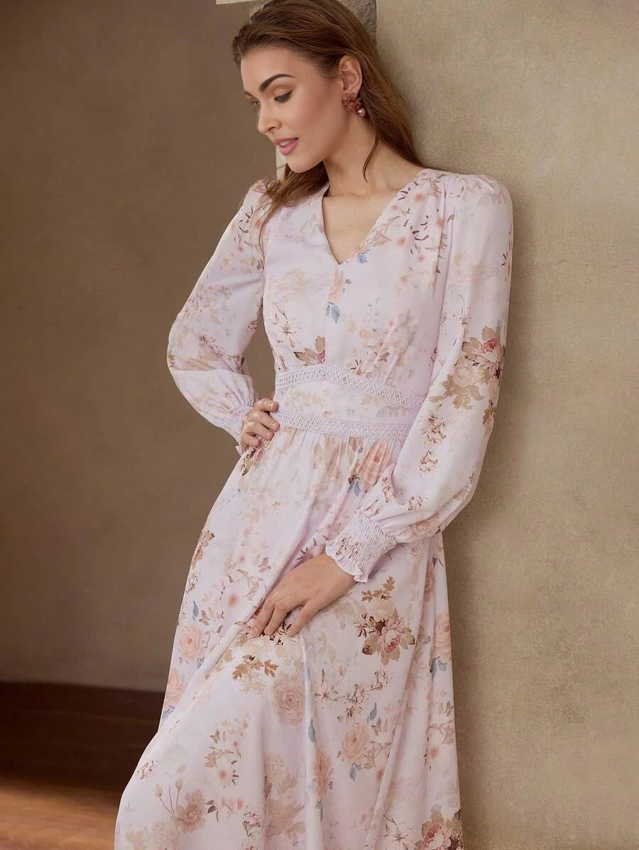 PREMIUM FLORAL PRINT FLOWY DRESS