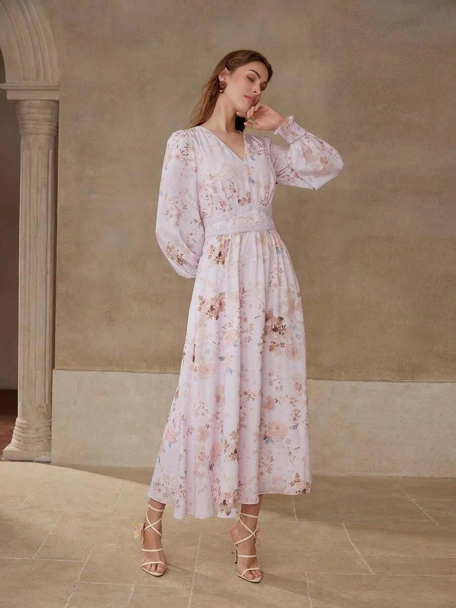 PREMIUM FLORAL PRINT FLOWY DRESS