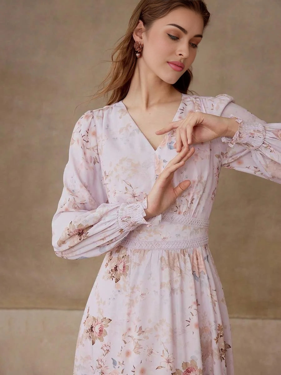 PREMIUM FLORAL PRINT FLOWY DRESS