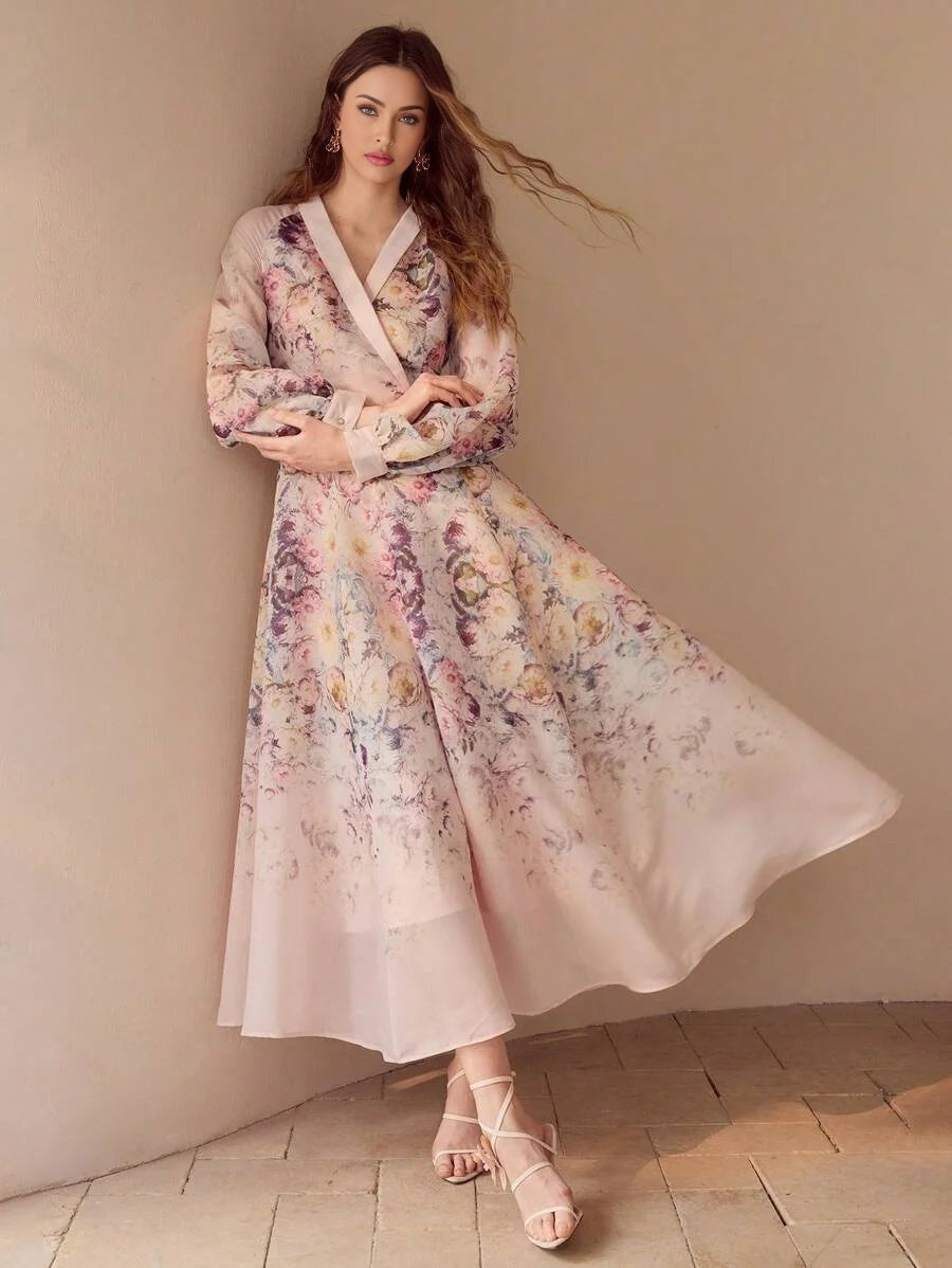 PREMIUM FLORAL PRINT FLOWY DRESSSPRINGSUMMER