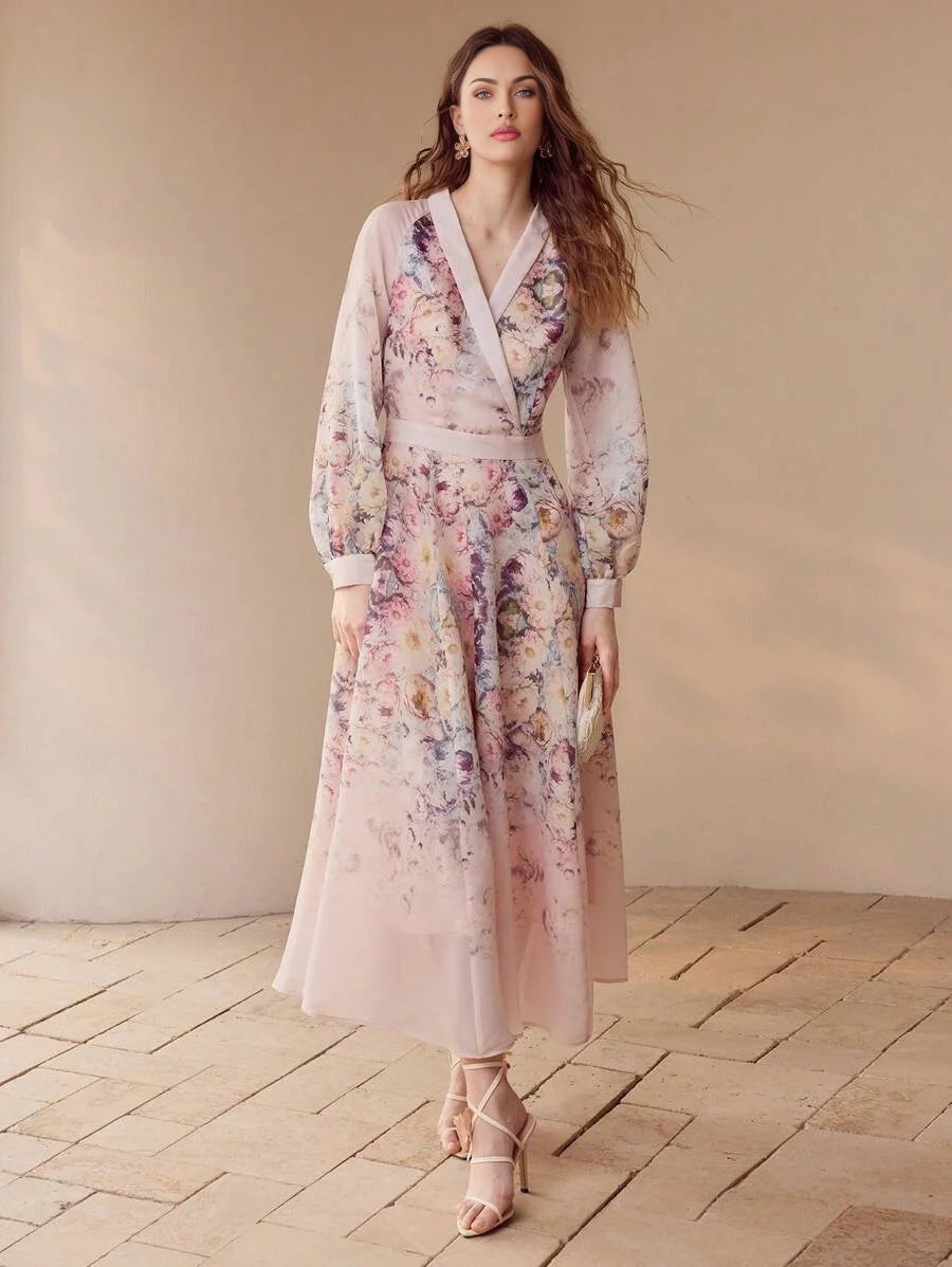 PREMIUM FLORAL PRINT FLOWY DRESSSPRINGSUMMER