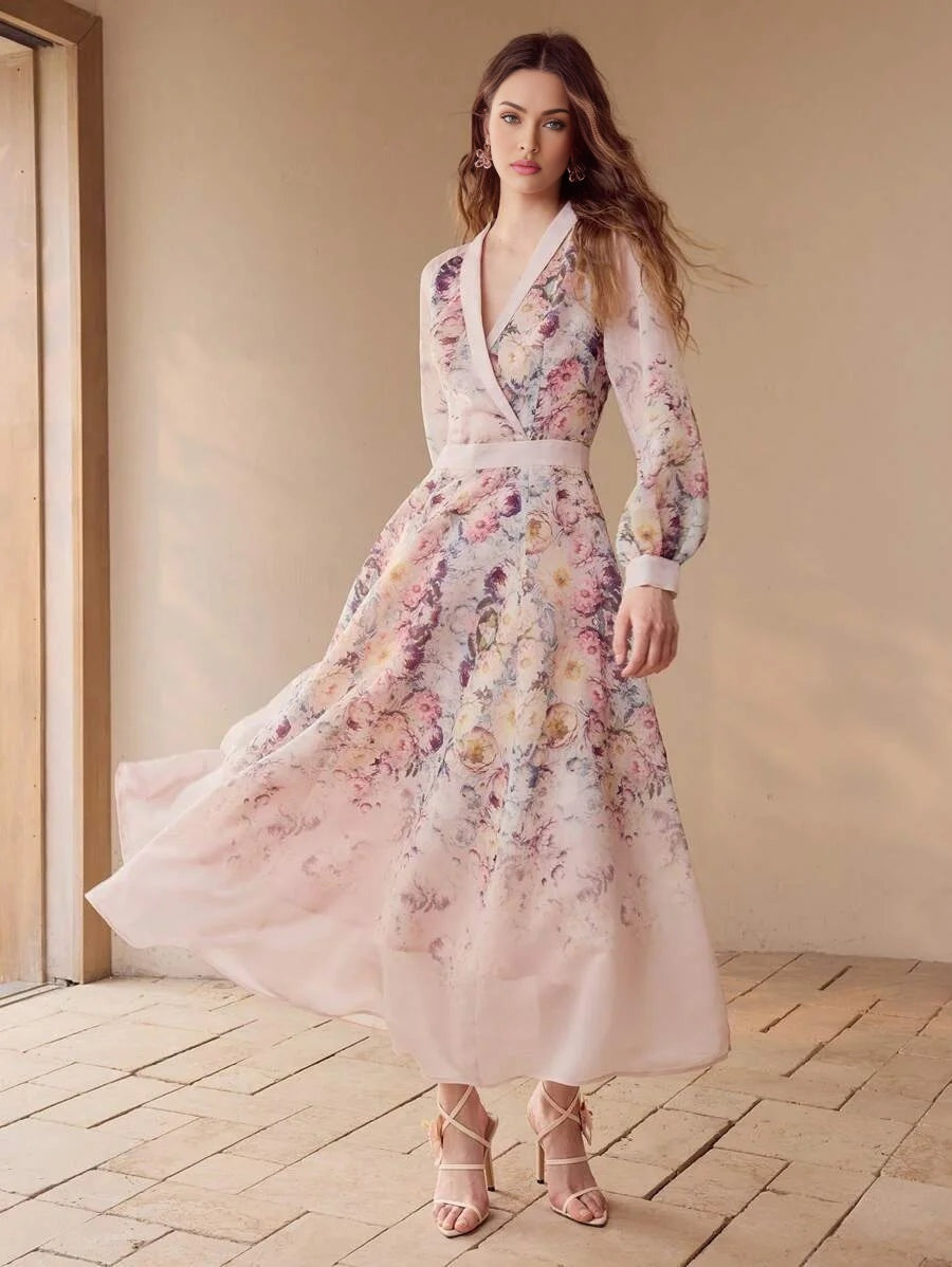 PREMIUM FLORAL PRINT FLOWY DRESSSPRINGSUMMER