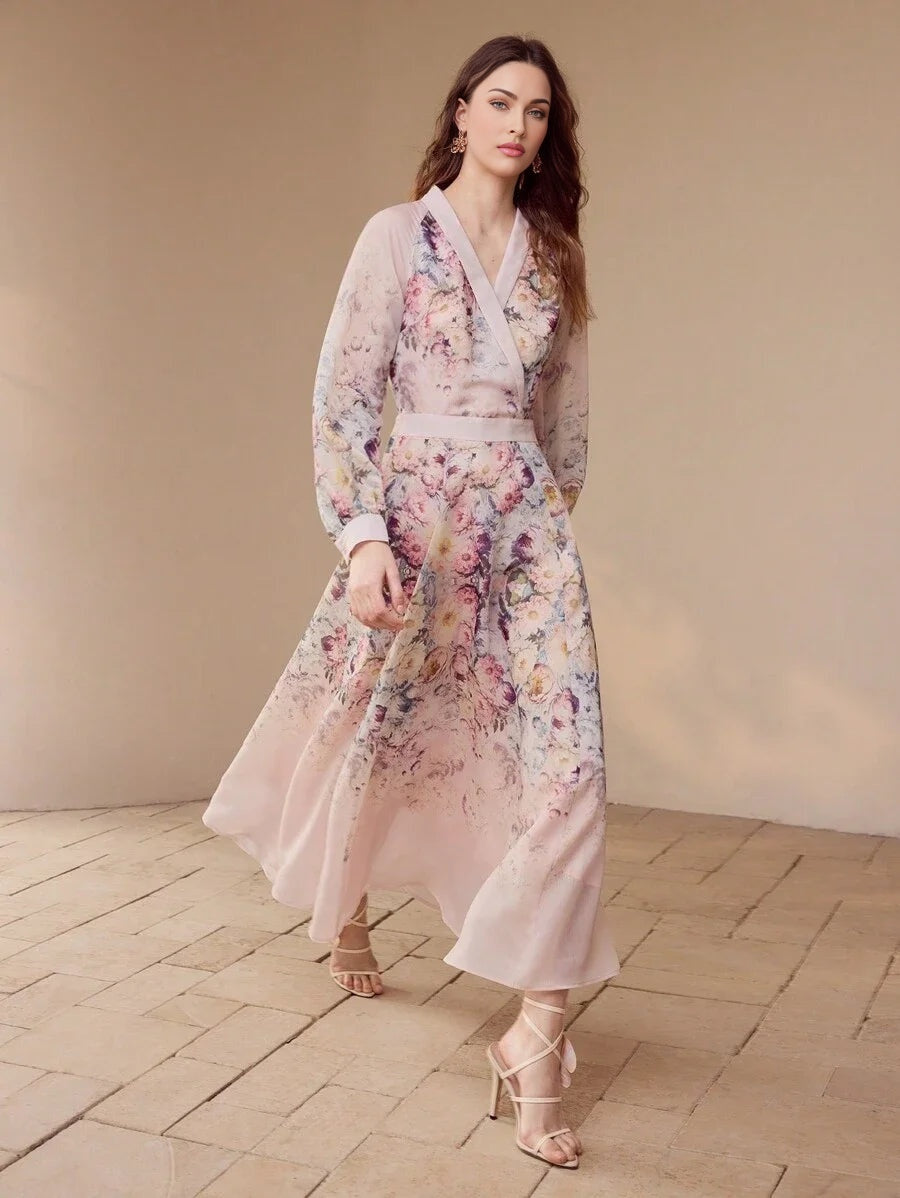 PREMIUM FLORAL PRINT FLOWY DRESSSPRINGSUMMER