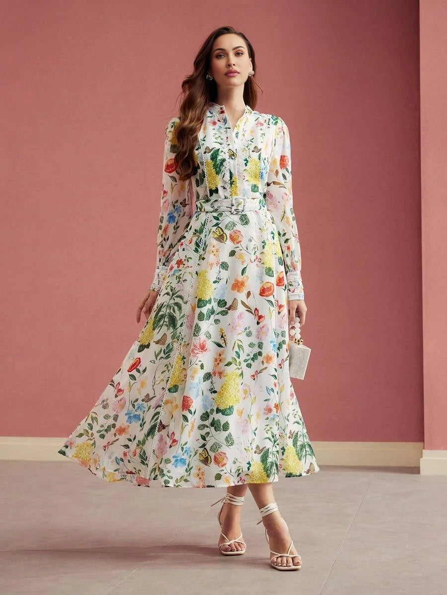 PREMIUM FLORAL PRINT FLOWY DRESSVALENTINES DAY OUTFITSPRINGSUMMER