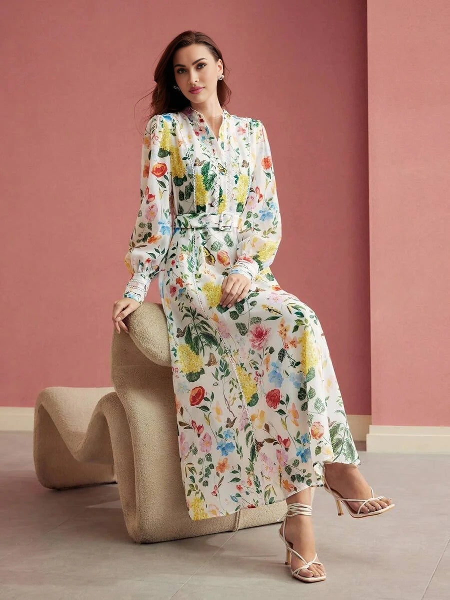 PREMIUM FLORAL PRINT FLOWY DRESSVALENTINES DAY OUTFITSPRINGSUMMER