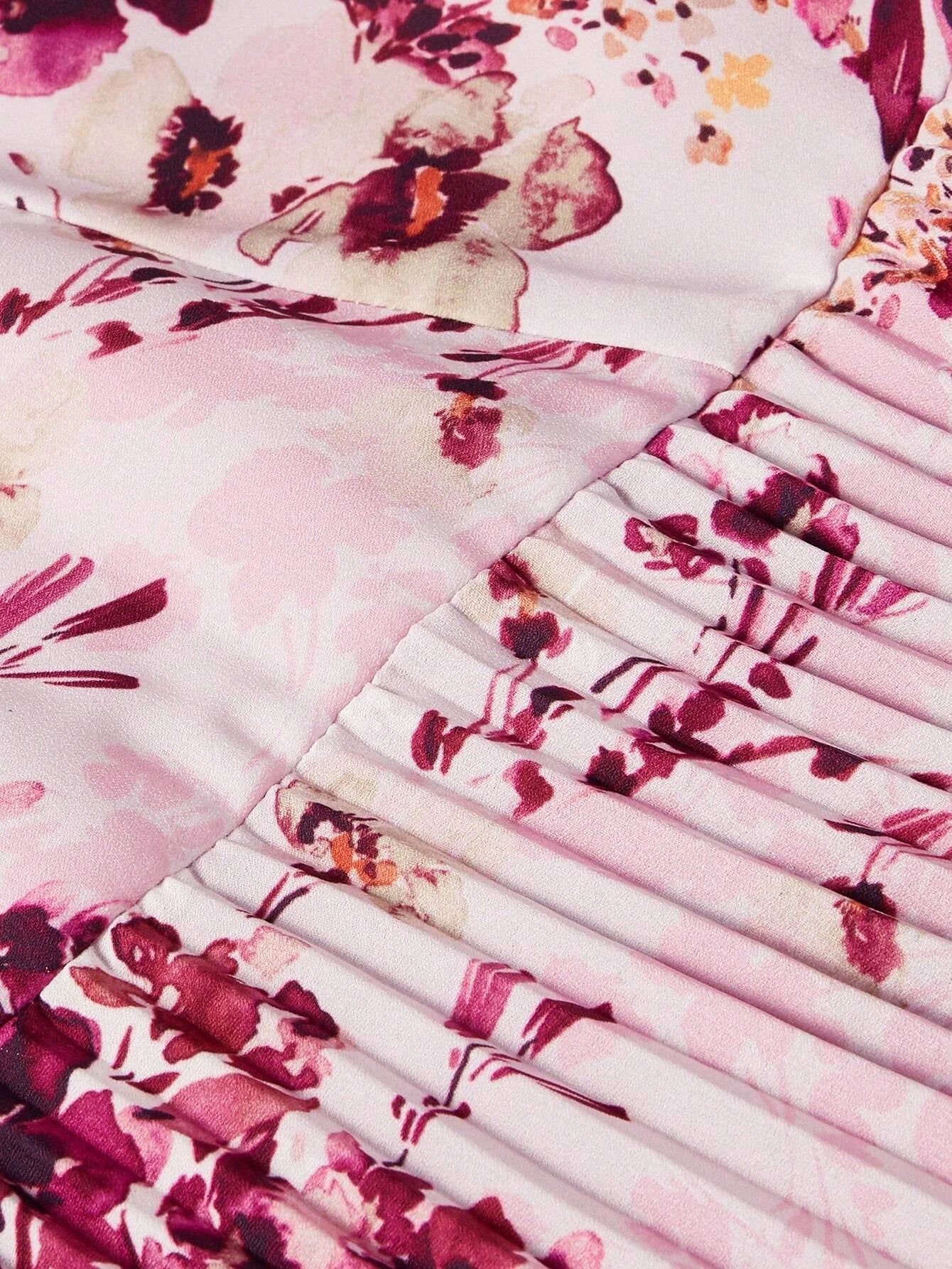 PREMIUM FLORAL PRINT LAYERED PLEATED HEM CRISSCROSS HALTER NECK DRESSHOLIDAY PARTY BIRTHDAY FORMAL