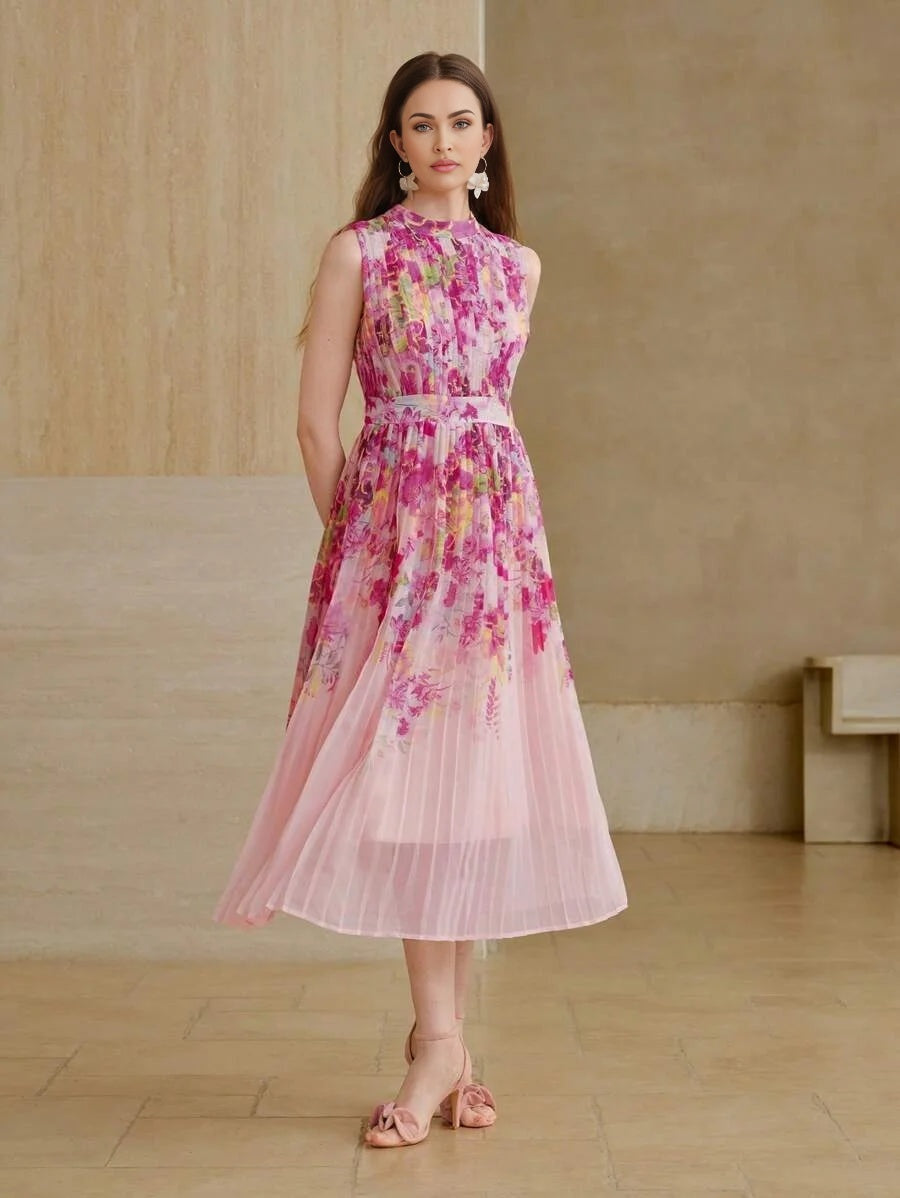 PREMIUM FLORAL PRINT PLEATED DRESS