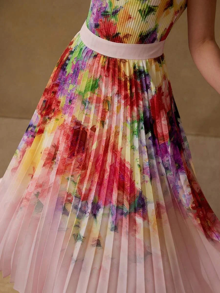 PREMIUM FLORAL PRINT PLEATED DRESS