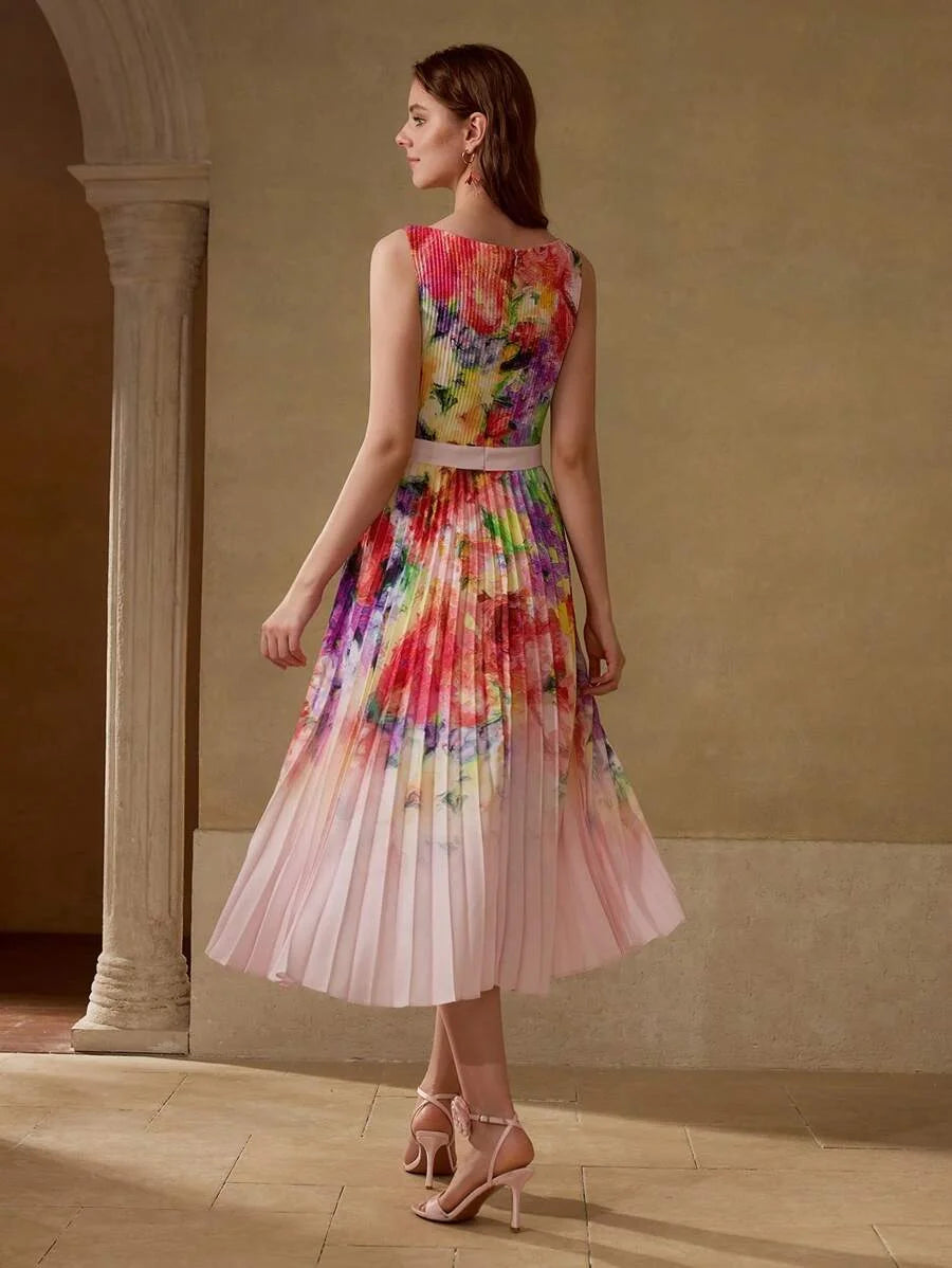 PREMIUM FLORAL PRINT PLEATED DRESS