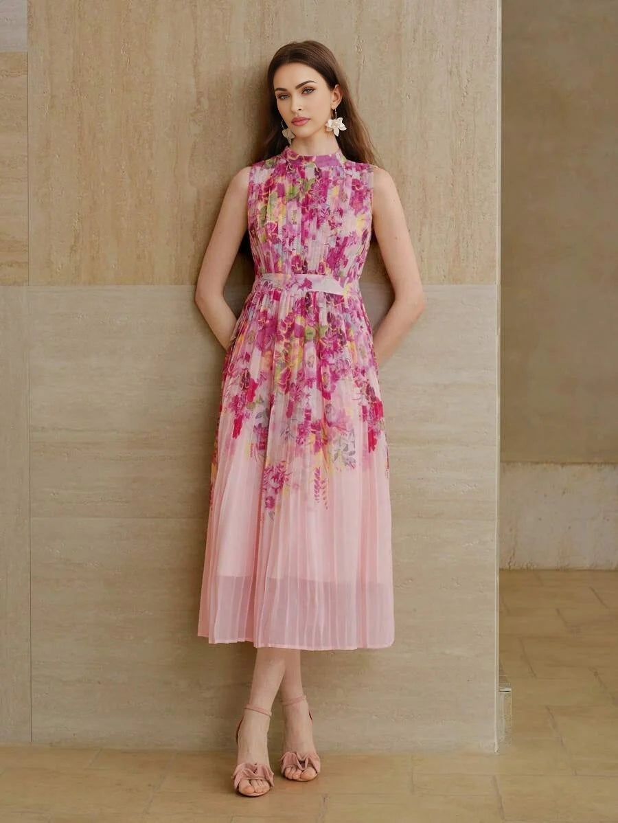 PREMIUM FLORAL PRINT PLEATED DRESS