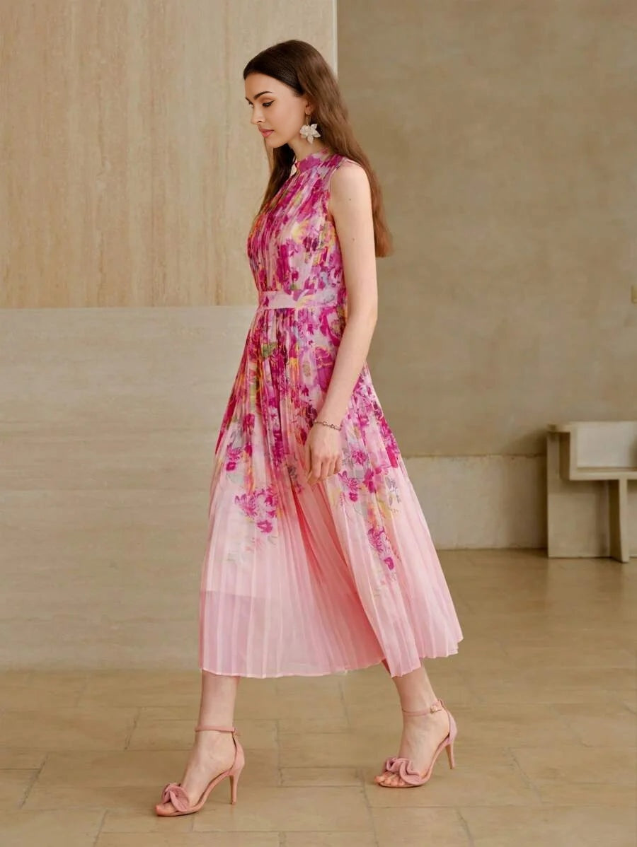 PREMIUM FLORAL PRINT PLEATED DRESS