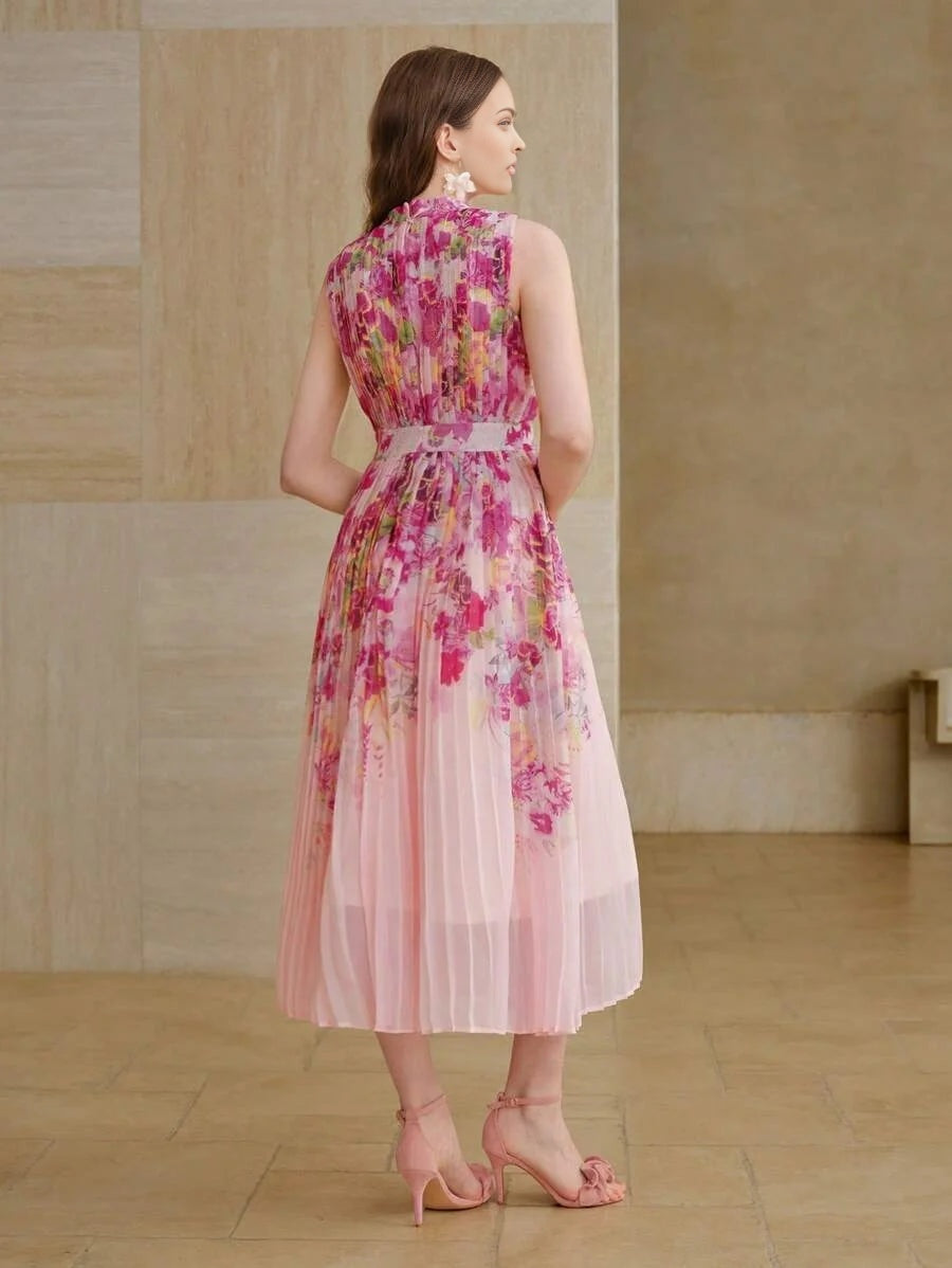 PREMIUM FLORAL PRINT PLEATED DRESS