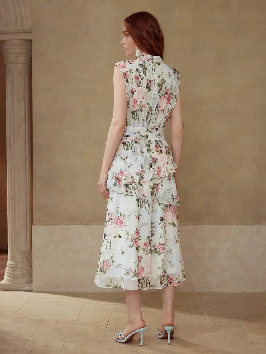 PREMIUM FLORAL PRINT RUCHED DRESS