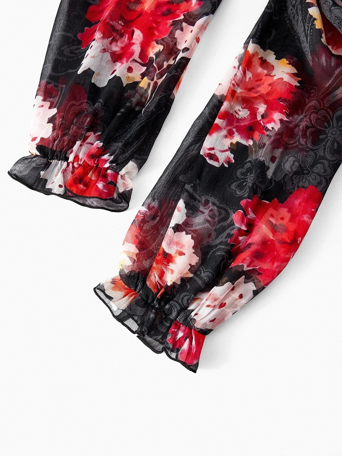 PREMIUM FLORAL PRINT RUFFLE HEM DRESS