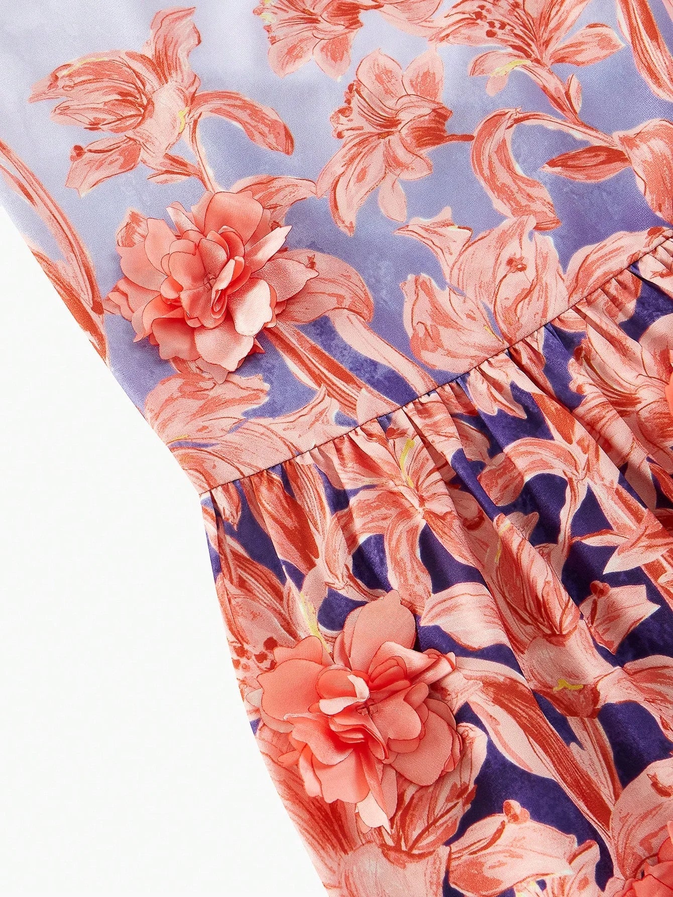 PREMIUM FLORAL PRINT RUFFLE HEM DRESS