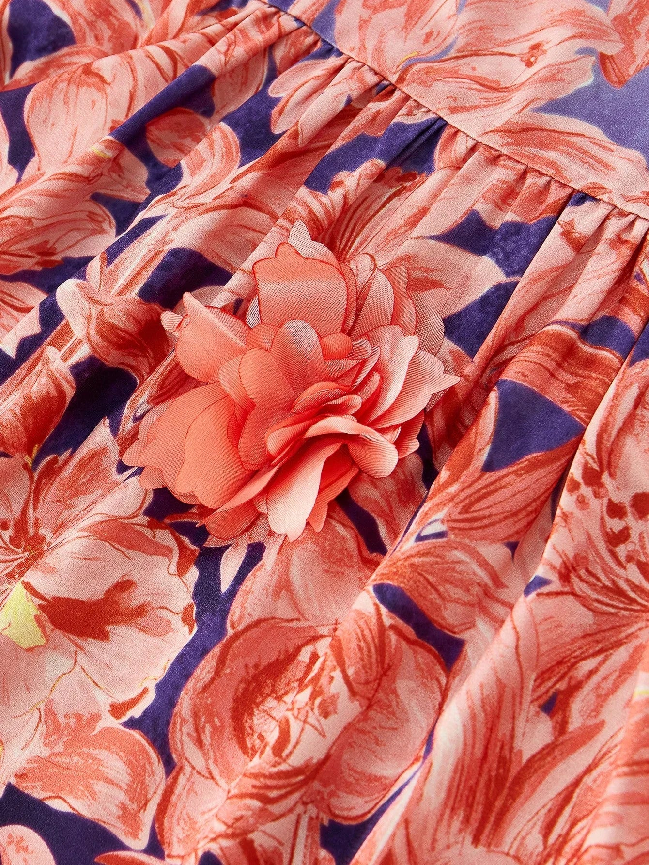 PREMIUM FLORAL PRINT RUFFLE HEM DRESS