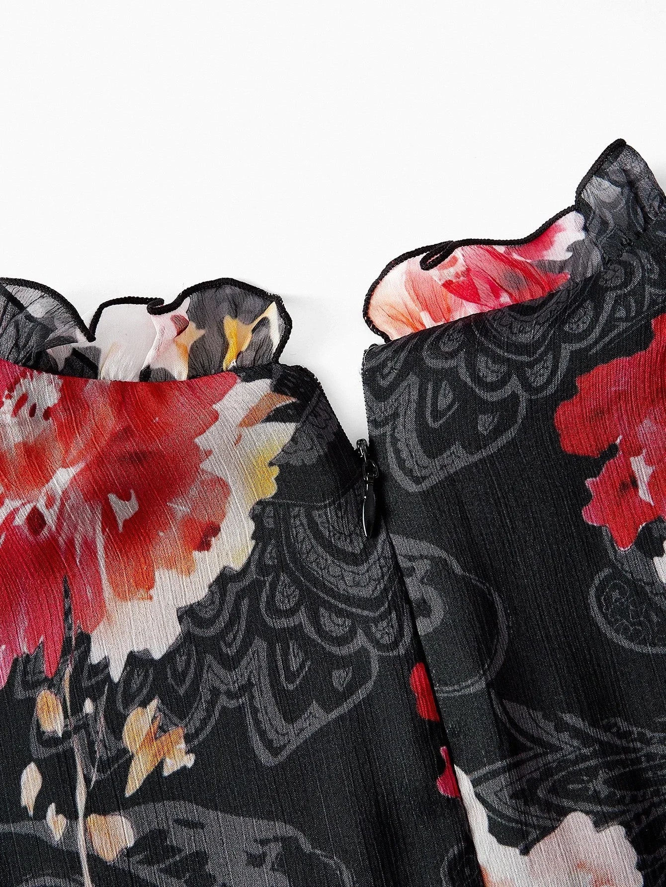 PREMIUM FLORAL PRINT RUFFLE HEM DRESS