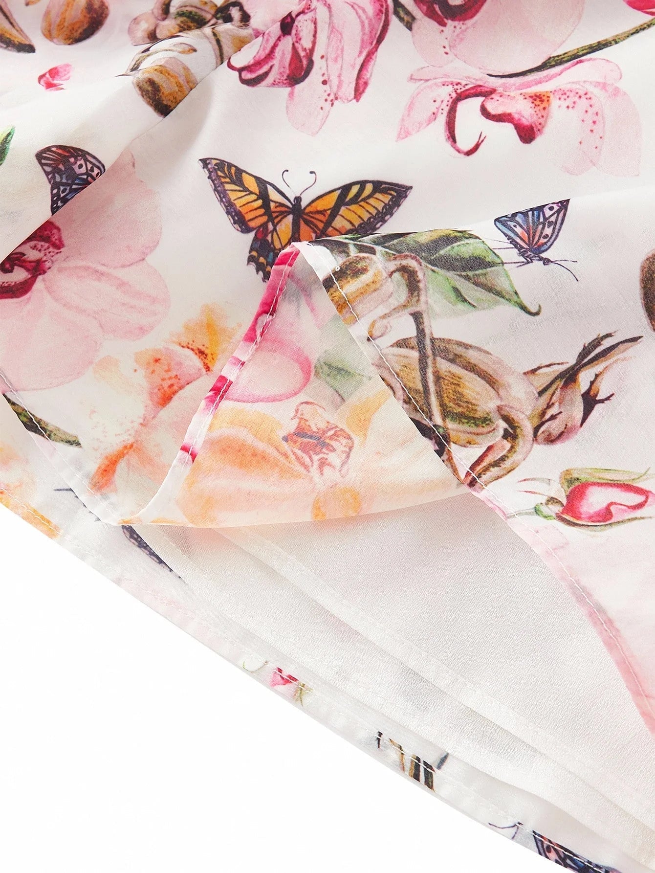 PREMIUM FLORAL PRINT RUFFLE TRIM DRESS