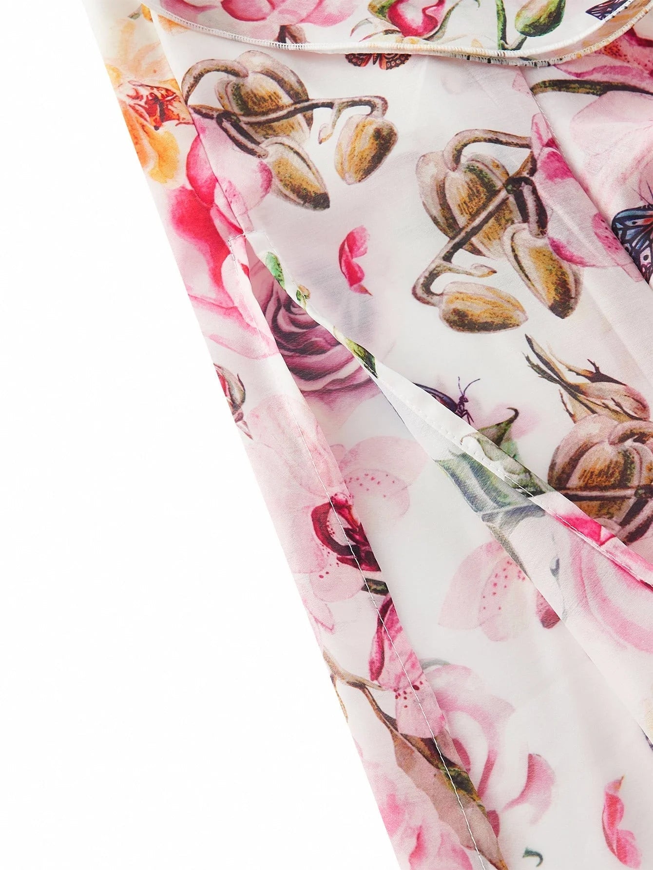 PREMIUM FLORAL PRINT RUFFLE TRIM DRESS