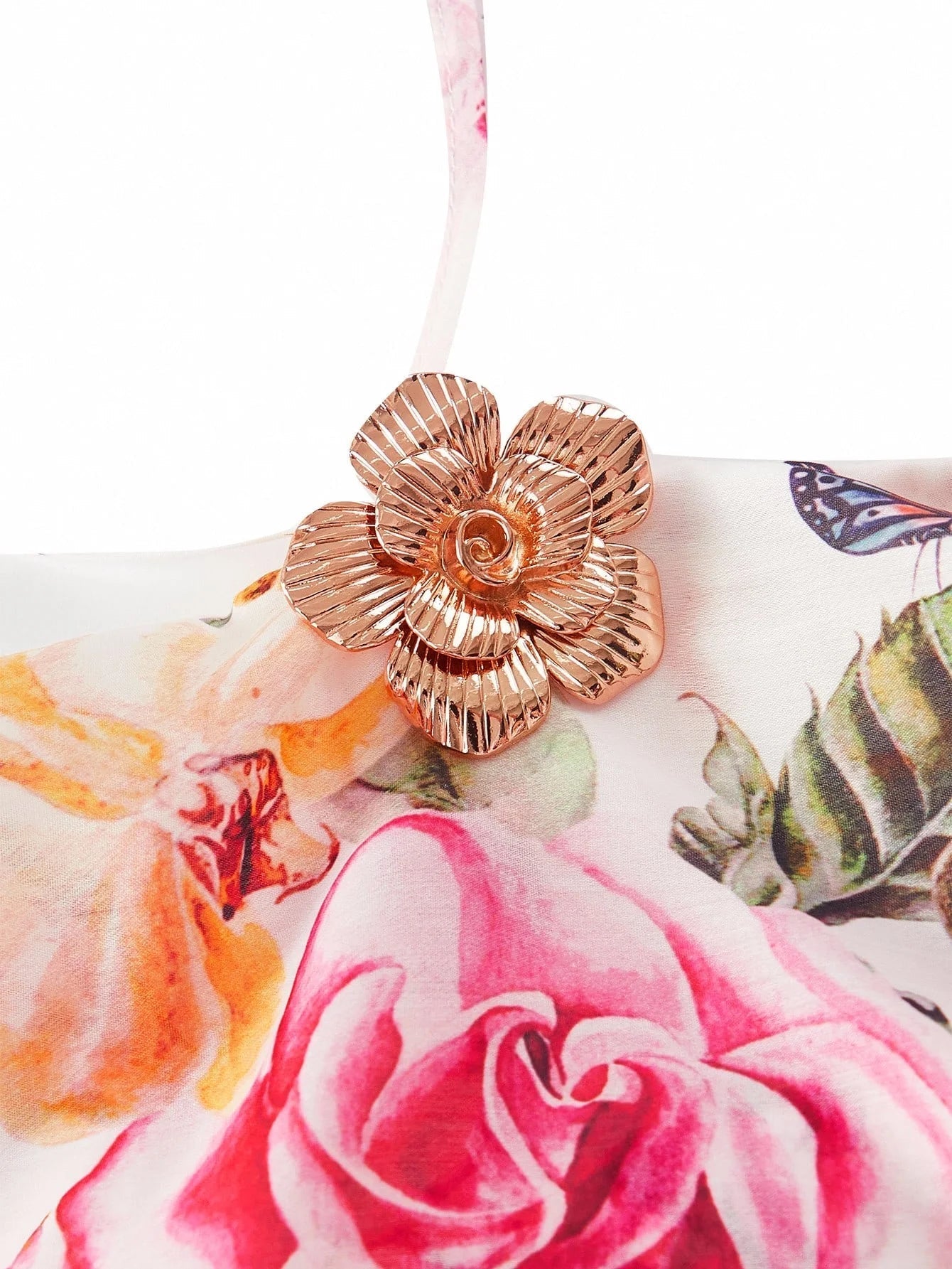 PREMIUM FLORAL PRINT RUFFLE TRIM DRESS