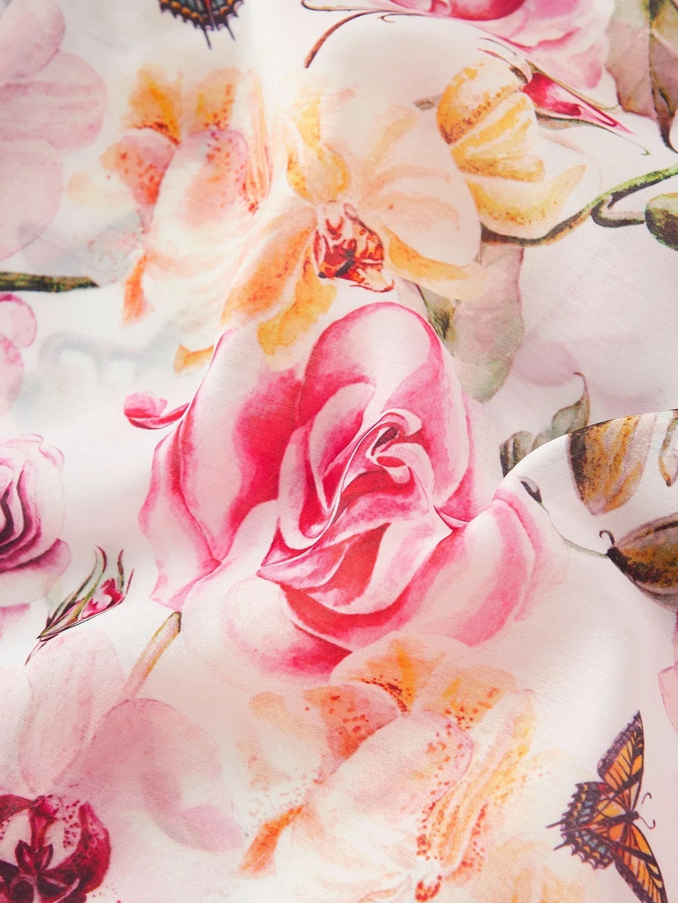 PREMIUM FLORAL PRINT RUFFLE TRIM DRESS