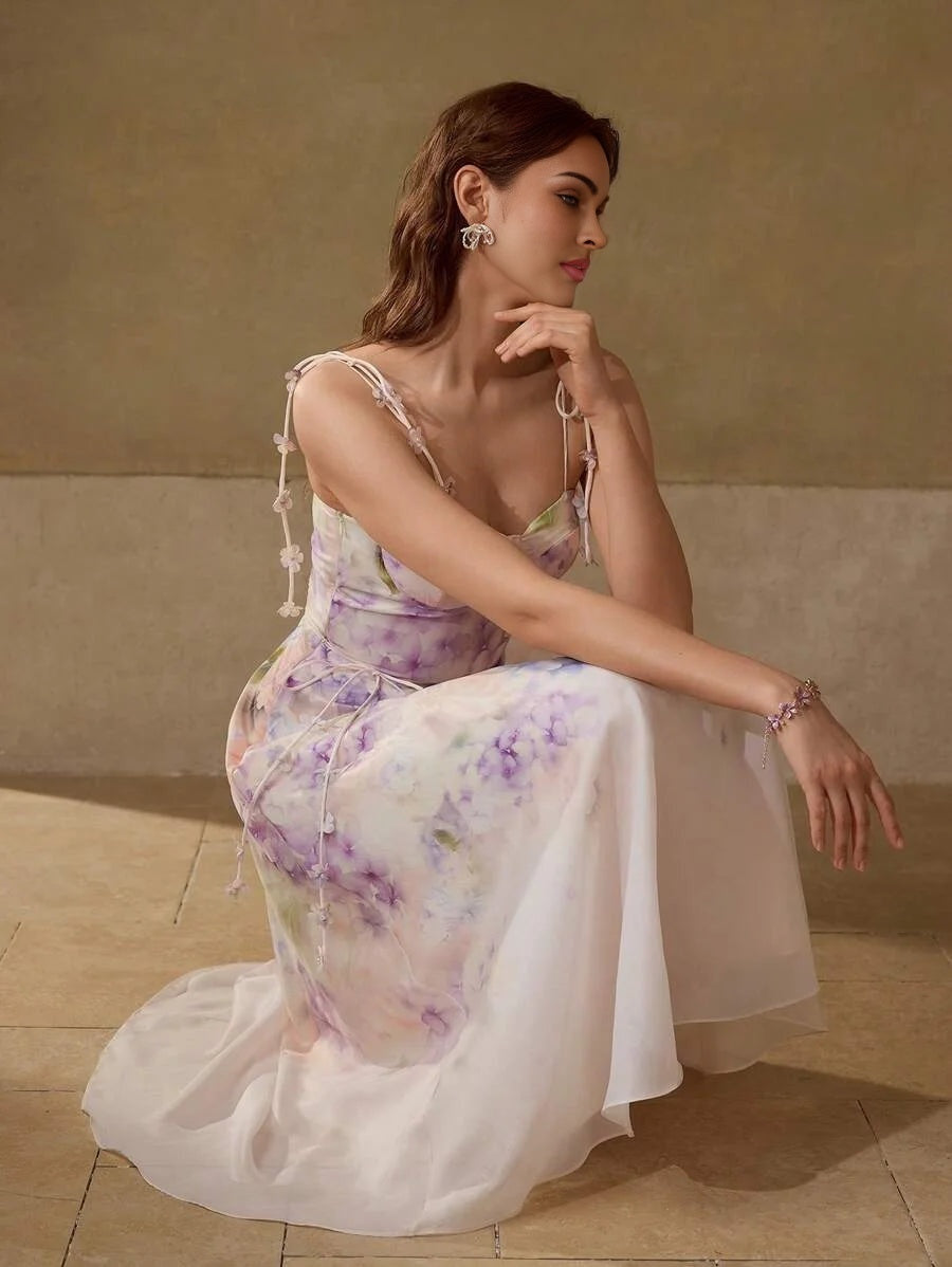 PREMIUM FLORAL PRINT SHIRRED DRESS