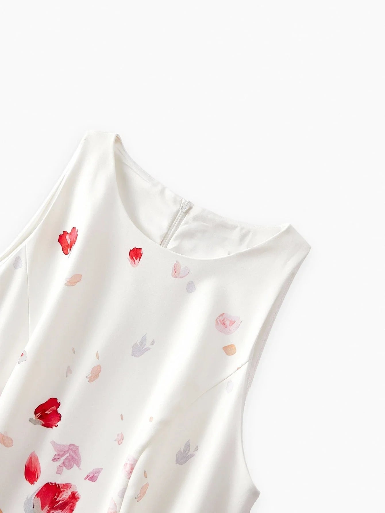 PREMIUM FLORAL PRINT SPLIT BACK COCKTAIL DRESS WITHOUT BELT