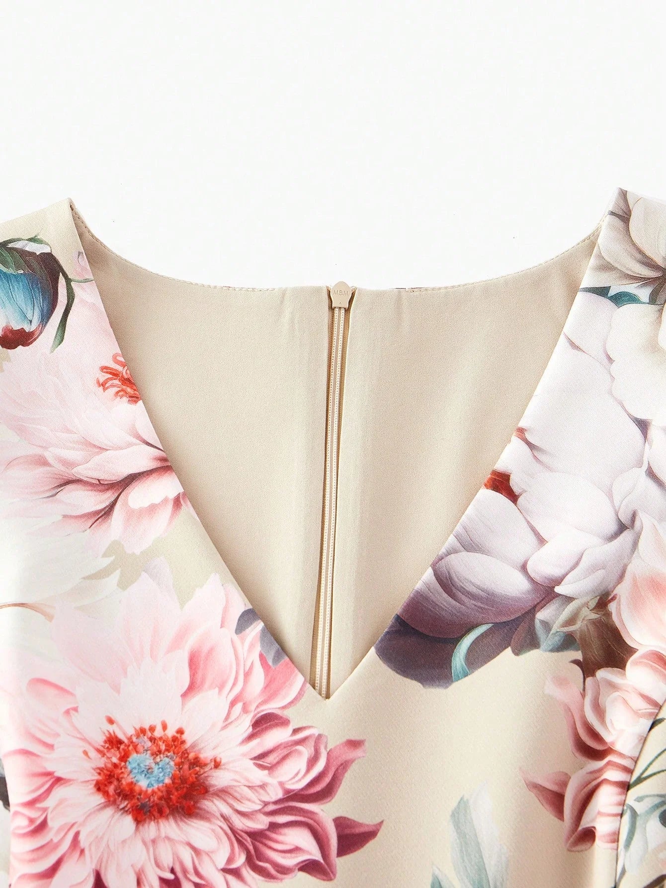 PREMIUM FLORAL PRINT VNECK FLARE HEM MIDI DRESS WITHOUT BELT WOMEN OUTFIT