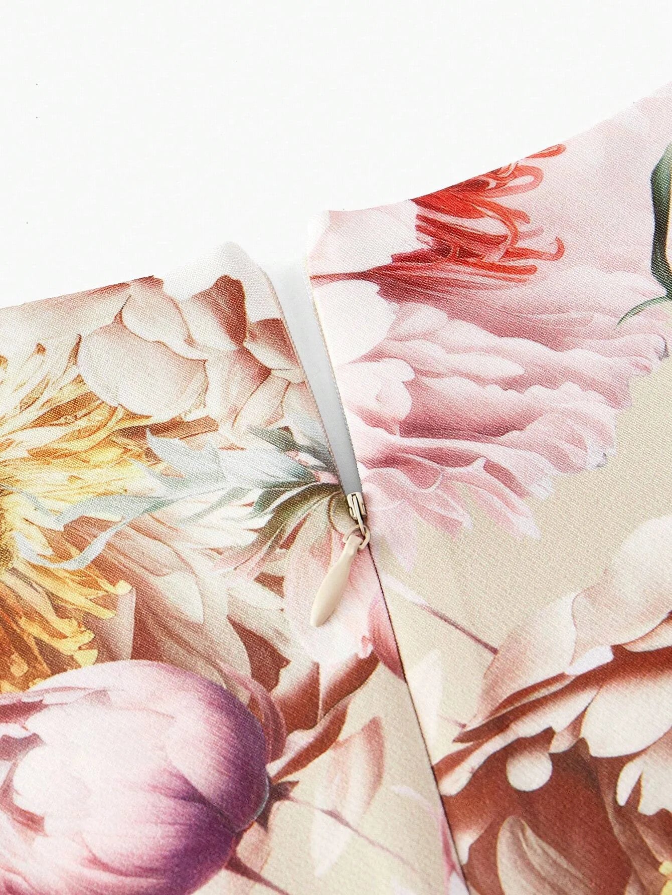 PREMIUM FLORAL PRINT VNECK FLARE HEM MIDI DRESS WITHOUT BELT WOMEN OUTFIT