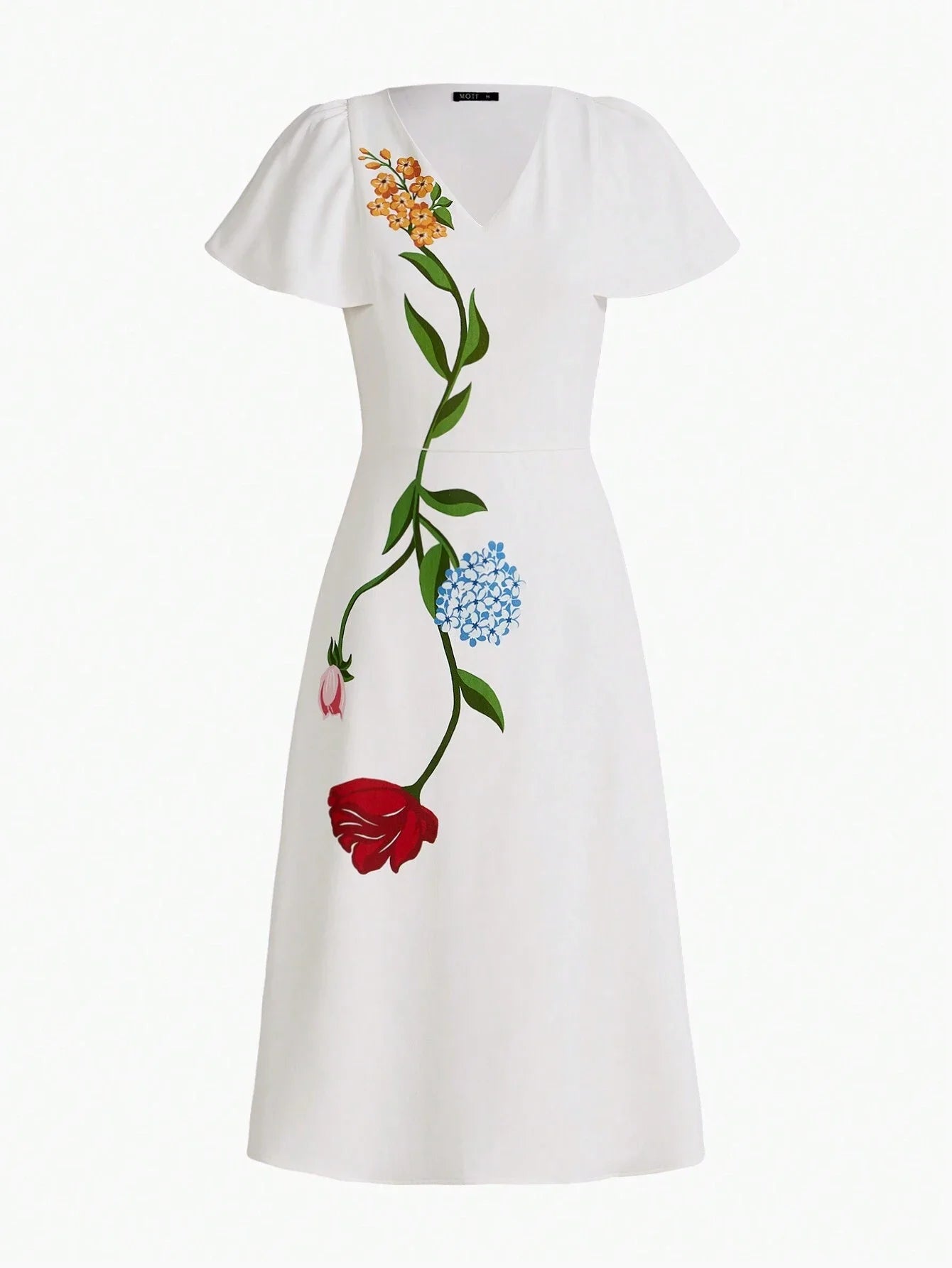 PREMIUM FLORAL PRINT VNECK FLUTTER SLEEVE DRESSSUMMER OUTFITS