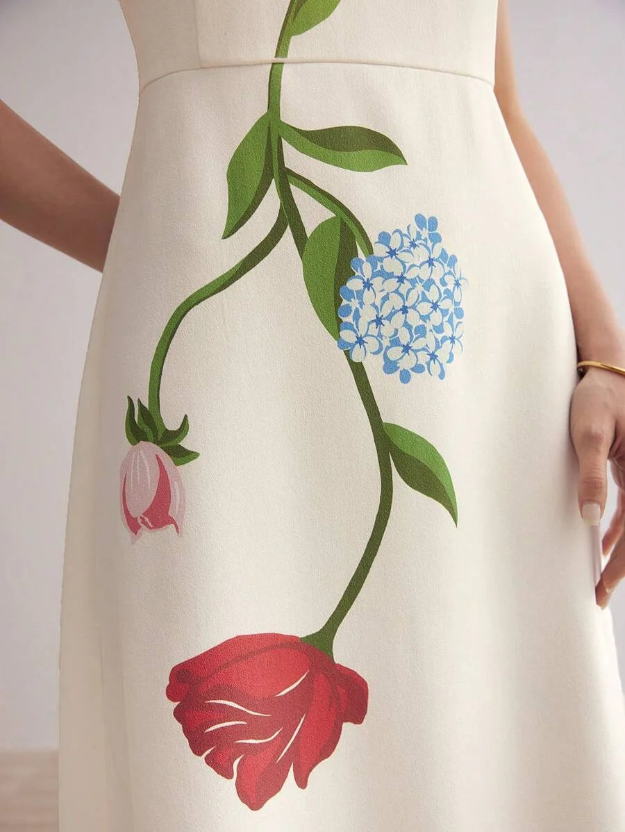 PREMIUM FLORAL PRINT VNECK FLUTTER SLEEVE DRESSSUMMER OUTFITS