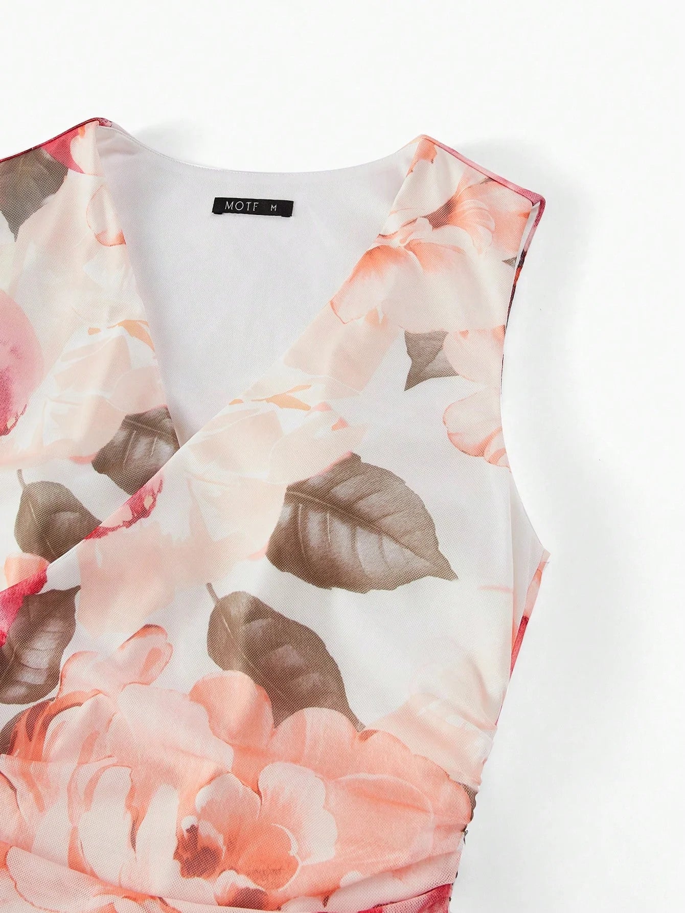 PREMIUM FLORAL PRINT VNECK RUCHED WAIST DRESS