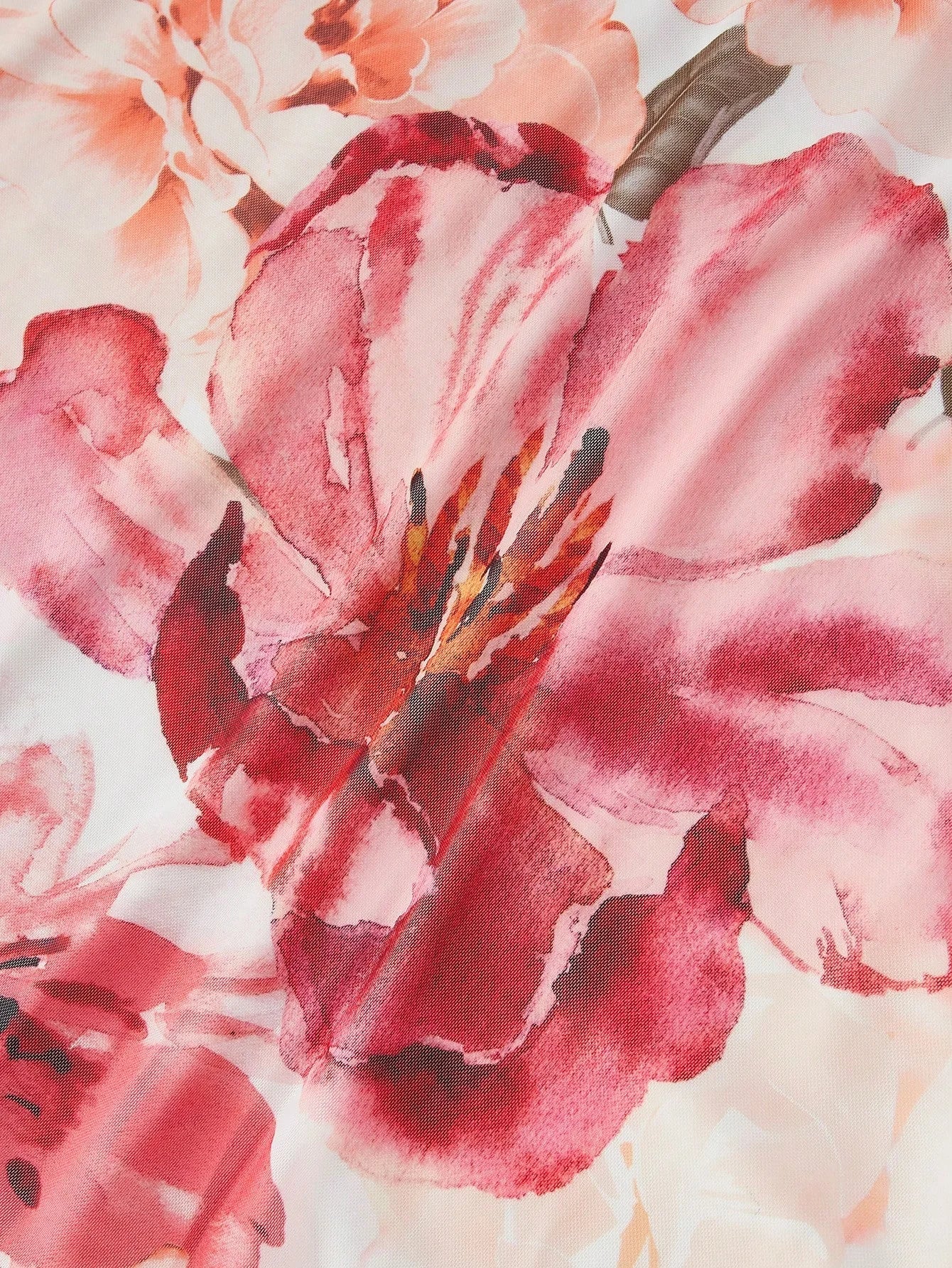 PREMIUM FLORAL PRINT VNECK RUCHED WAIST DRESS