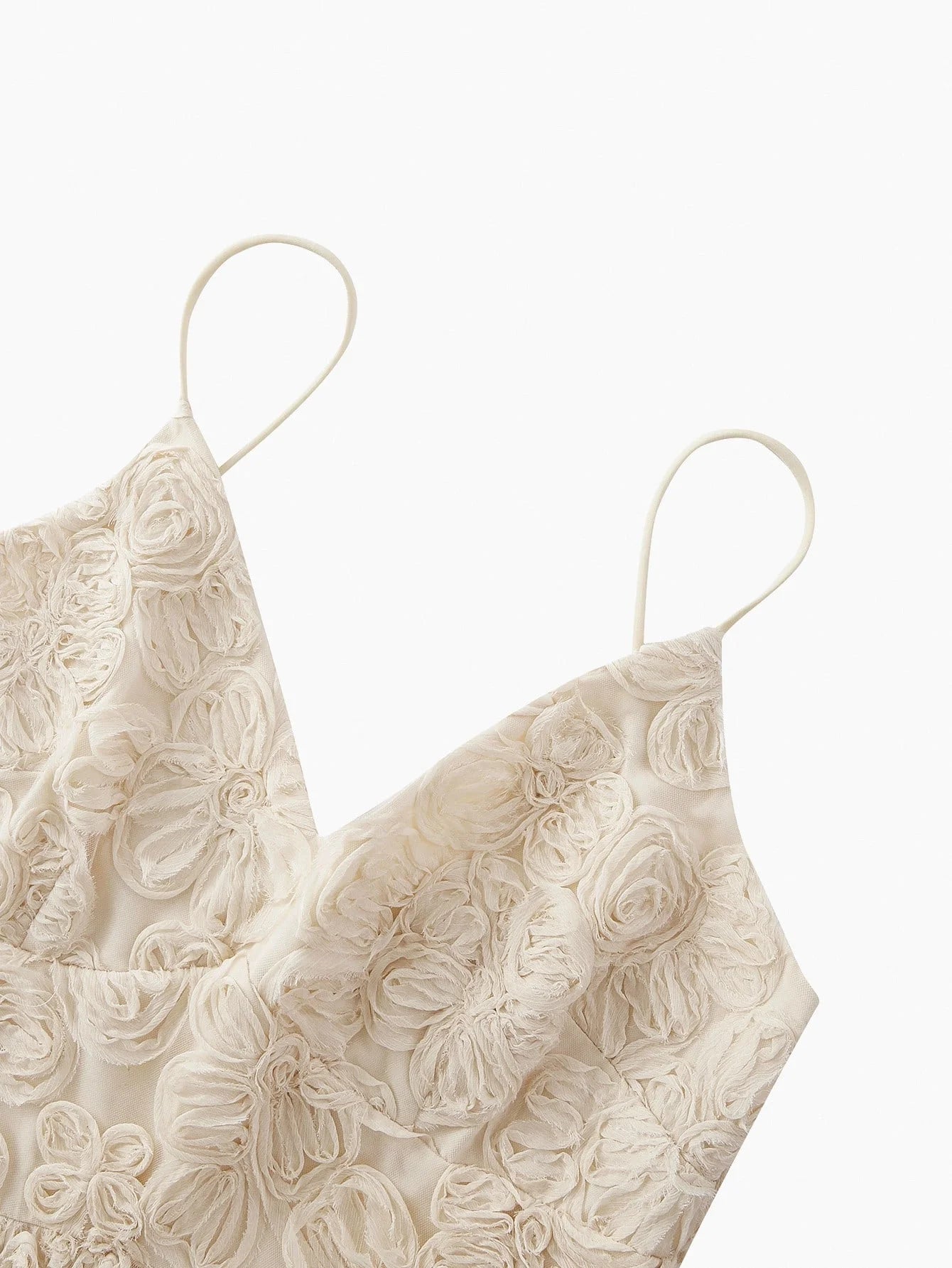 PREMIUM FLORAL TEXTURED MESH OVERLAY FLARE HEM SLIP DRESS