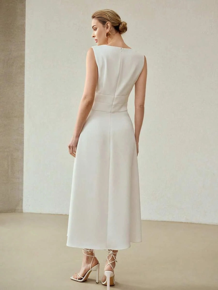 PREMIUM FLOWER BUTTON ZIPPER DRESS