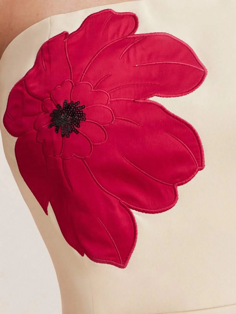 PREMIUM FLOWER EMBROIDERY BELT DRESS