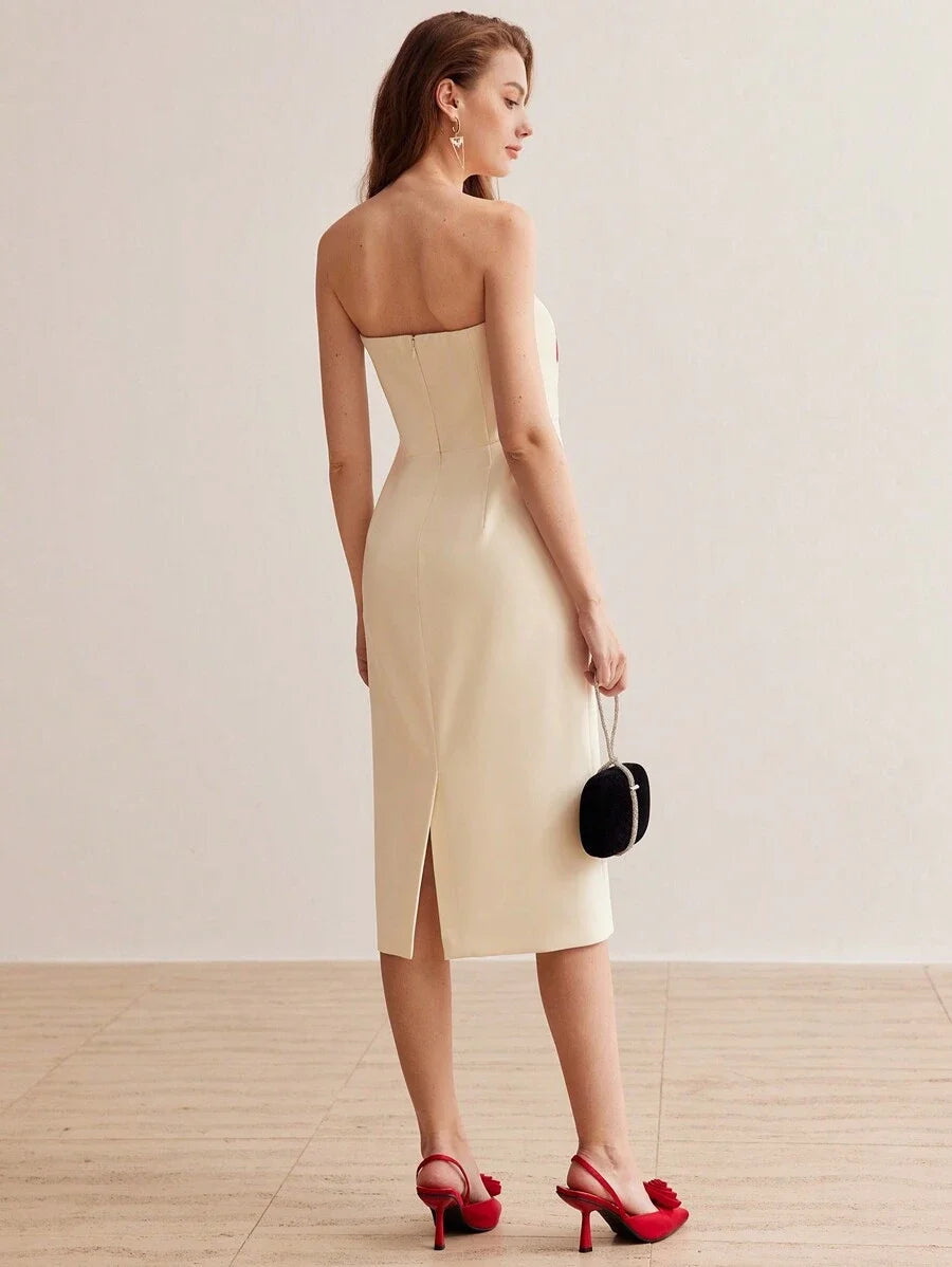 PREMIUM FLOWER EMBROIDERY BELT DRESS