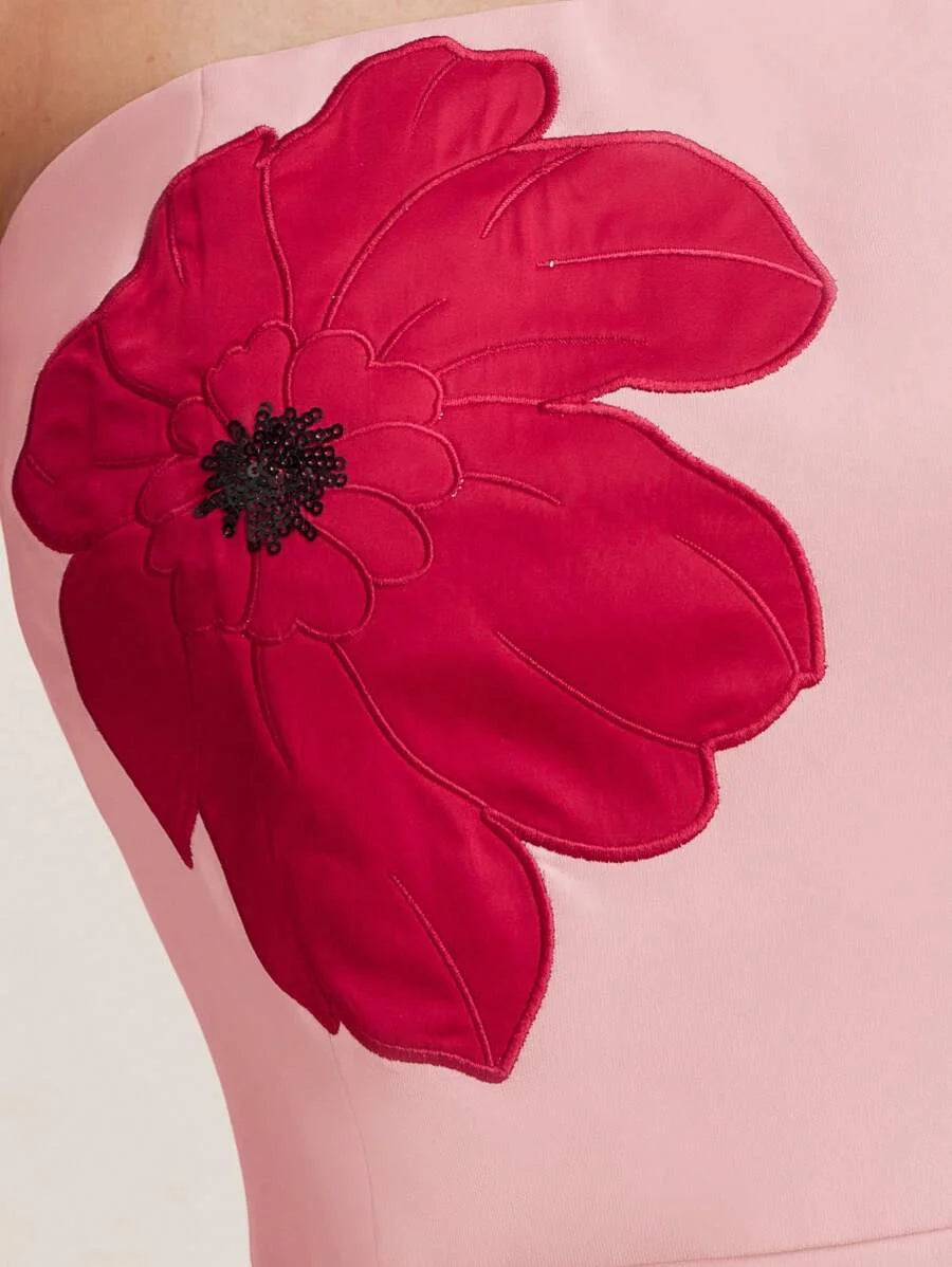 PREMIUM FLOWER EMBROIDERY BELT DRESS