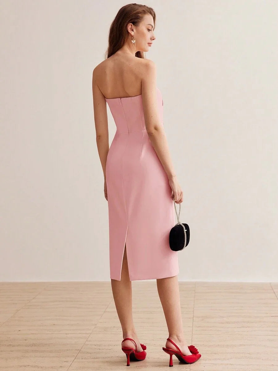 PREMIUM FLOWER EMBROIDERY BELT DRESS