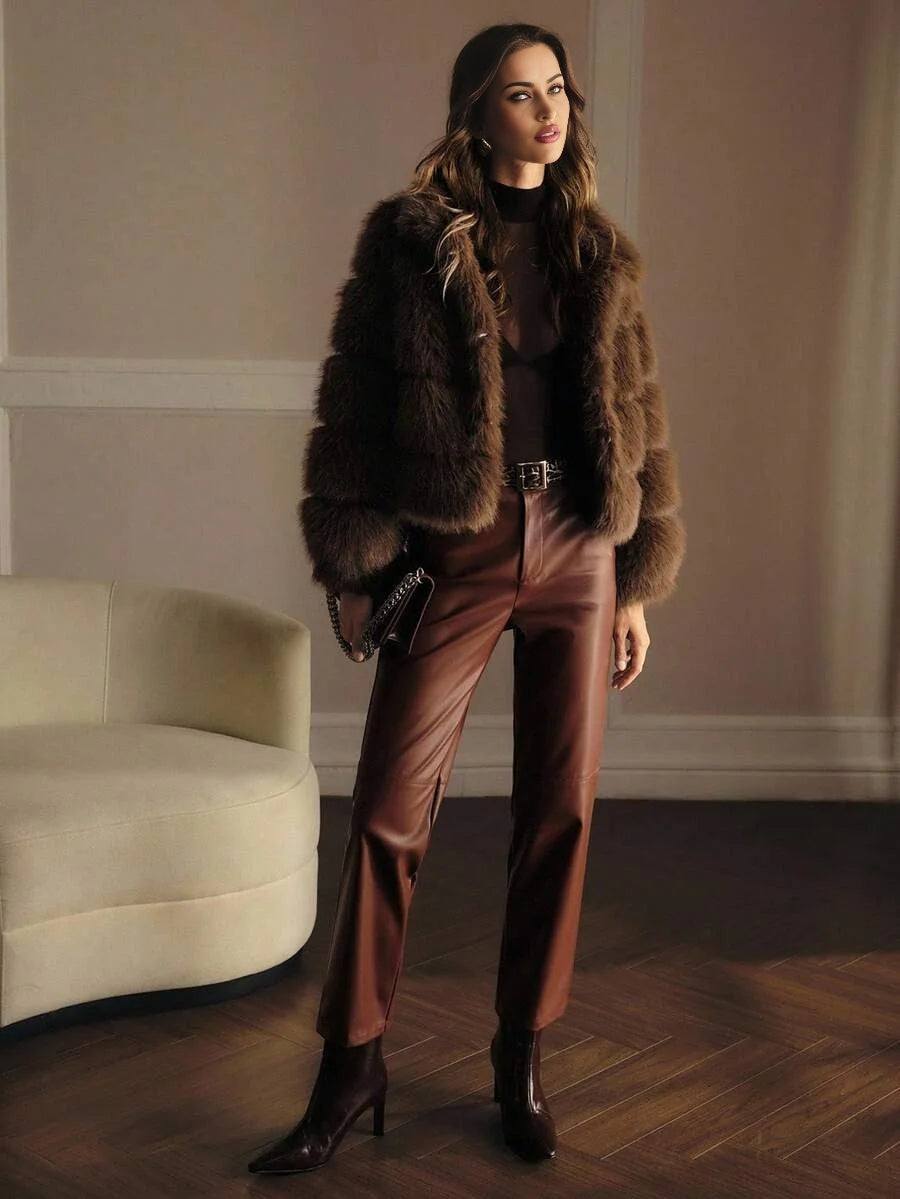 PREMIUM Fluffy Textured Short Elegant Coat AutumnWinter