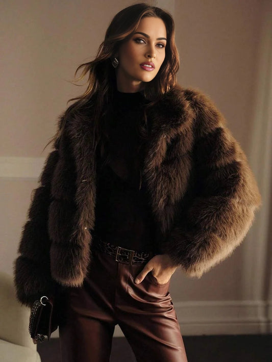 PREMIUM Fluffy Textured Short Elegant Coat AutumnWinter