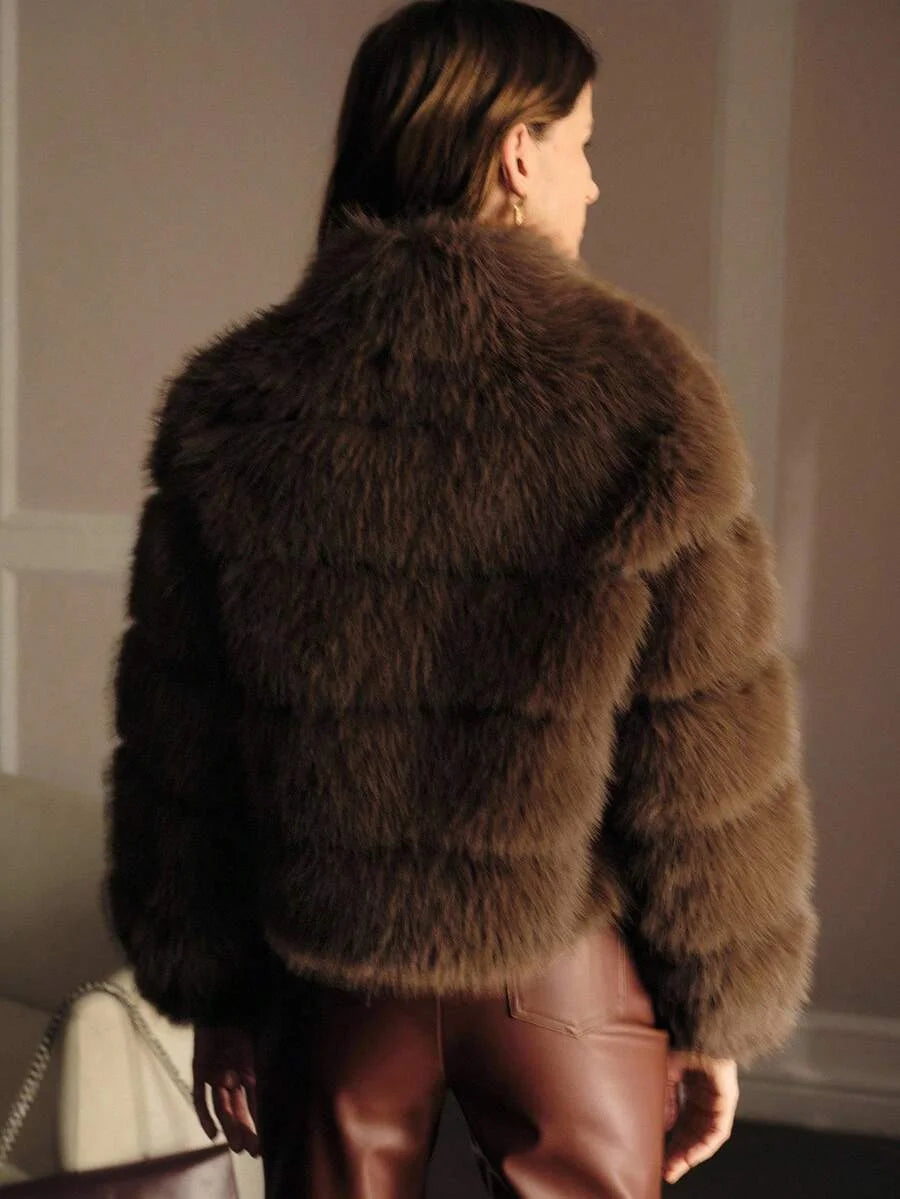 PREMIUM Fluffy Textured Short Elegant Coat AutumnWinter