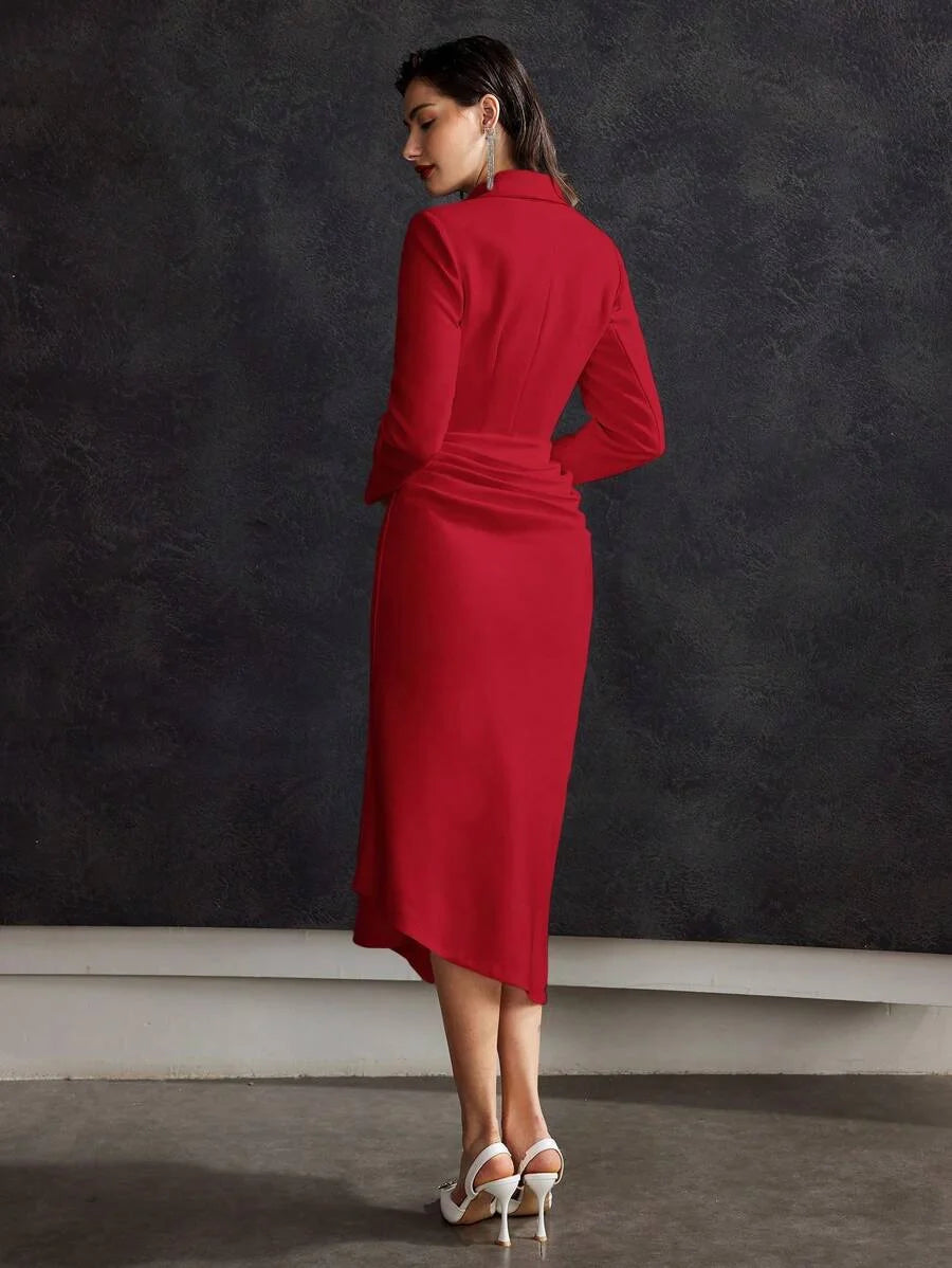 PREMIUM FOLD PLEATED BUTTON DECOR DRESS