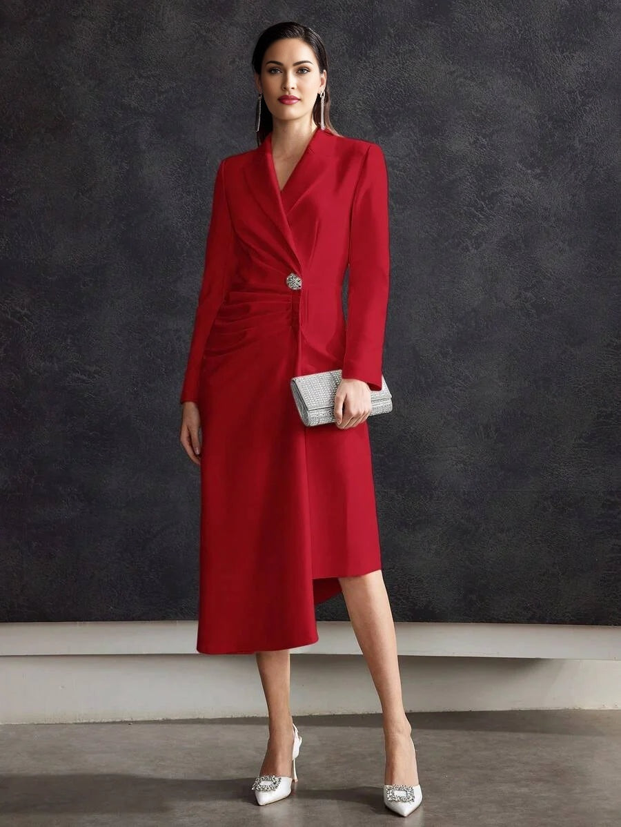 PREMIUM FOLD PLEATED BUTTON DECOR DRESS