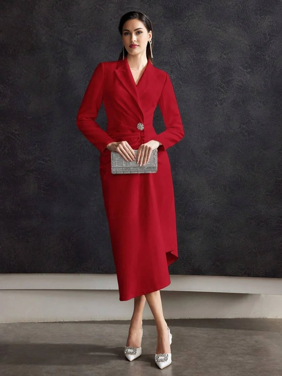 PREMIUM FOLD PLEATED BUTTON DECOR DRESS