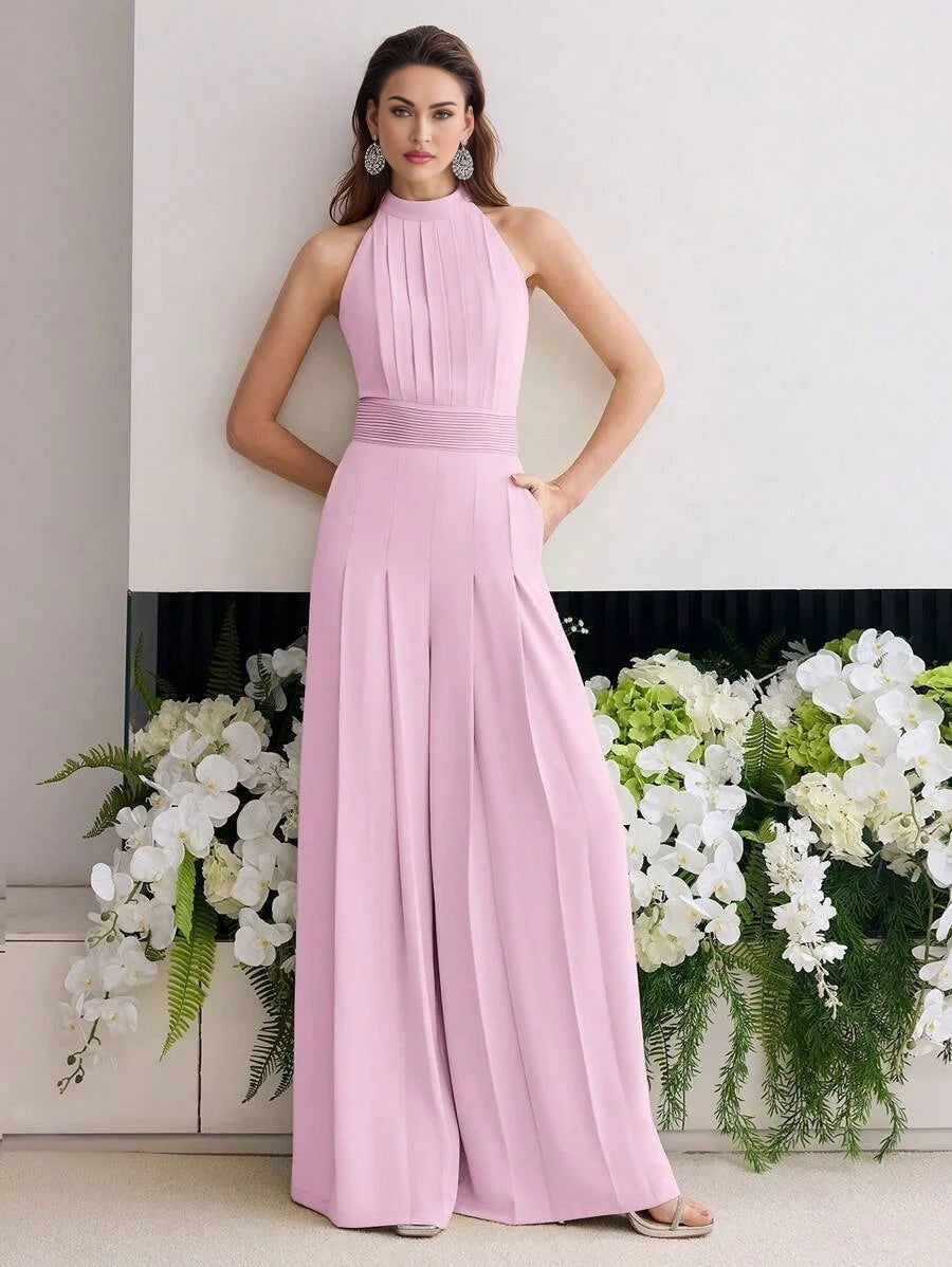 PREMIUM FOLD PLEATED HALTER JUMPSUIT